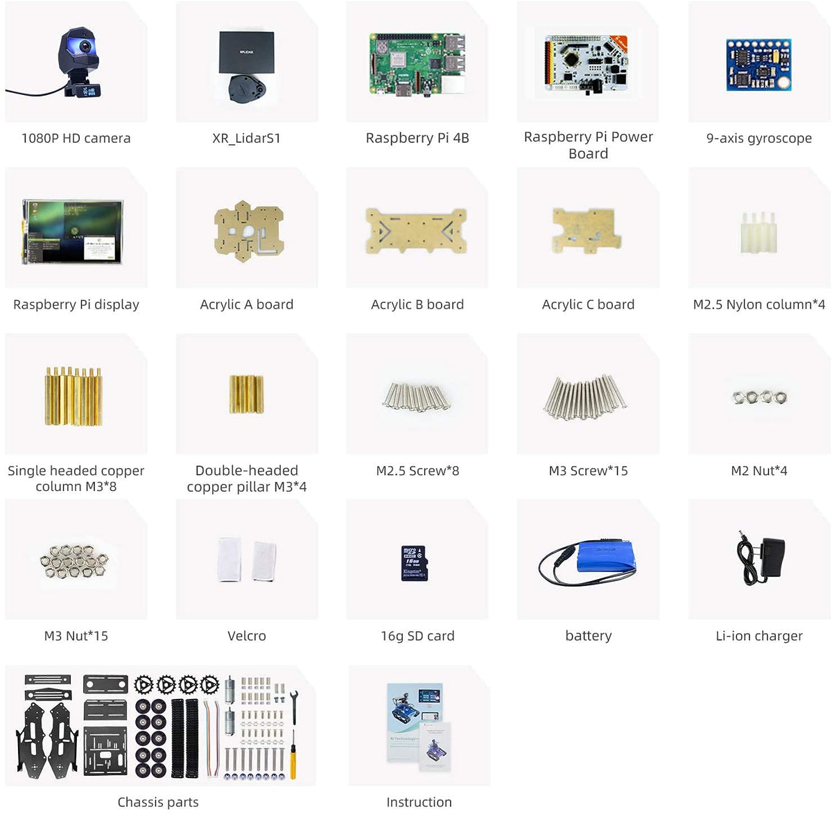 XiaoR Geek AI Robot Kit with Raspberry Pi XR lidar s1 ROS SLAM Smart Car DIY Tank Robotics Kit Build Maps, Autonomous Navigation, Object Recognition Tracking, Following(Blue with Raspberry Pi 4B 4GB)