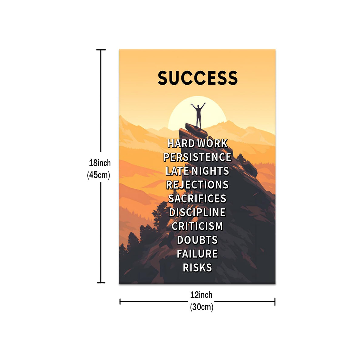 Motivational Wall Decor Inspirational Success Quotes Printed on Canvas Positive Affirmation Sign Picture Poster Artwork for Modern Home Bedroom Living Room Gym Stretched and Framed [12''Wx 18''H]
