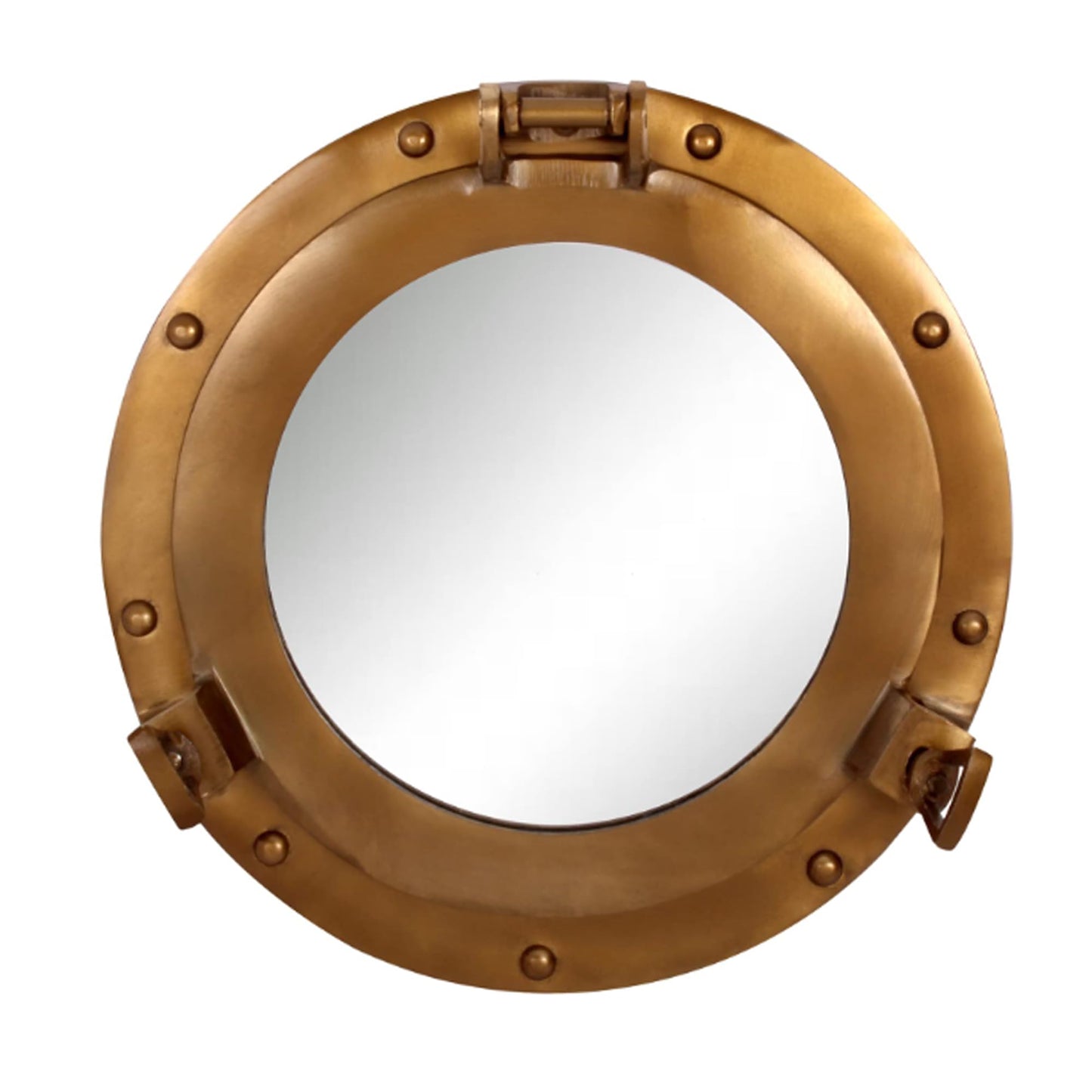 Handcrafted Trading Co. 11 Inch Nautical Aluminum Ship Porthole Mirror Antique Finish – Large Decorative Hanging Wall Mirror for Bathroom Living Room Office Decor