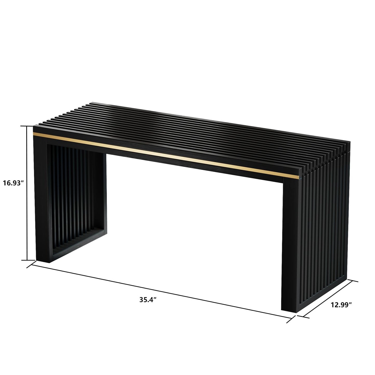 Wisuce Bamboo Dining Bench, 35 inch Entryway Indoor Bench, Black