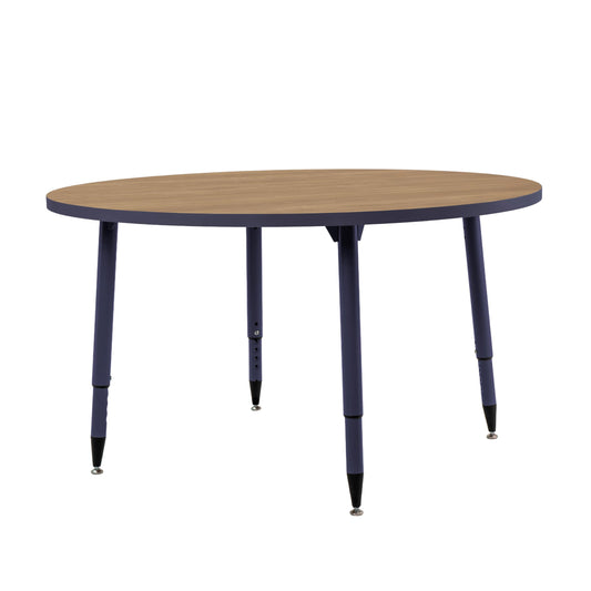 Adapte Commercial Classroom Activity Table - 48" Round, ADA Compliant Tapered Legs with Glides & Casters, Adjustable Height 22-34" Wheelchair Accessible, School & Office Furniture
