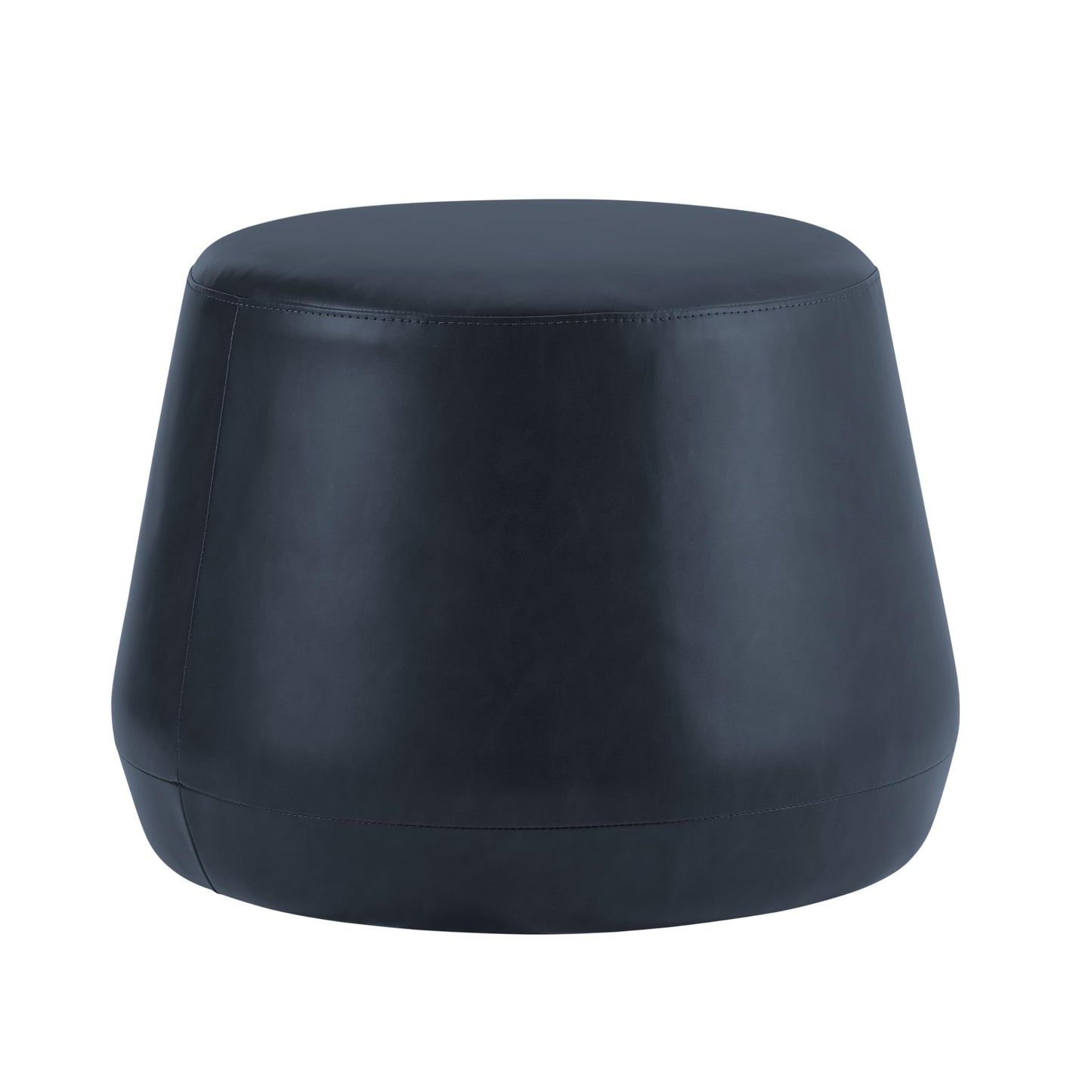 Studio Living® 24” Waverly Ottoman Round Faux Leather Bench, Stationary Ottomans, Backless Chair, Footrest for Living Room, Footstool Office, Bedroom, Padded Seat, Navy Blue