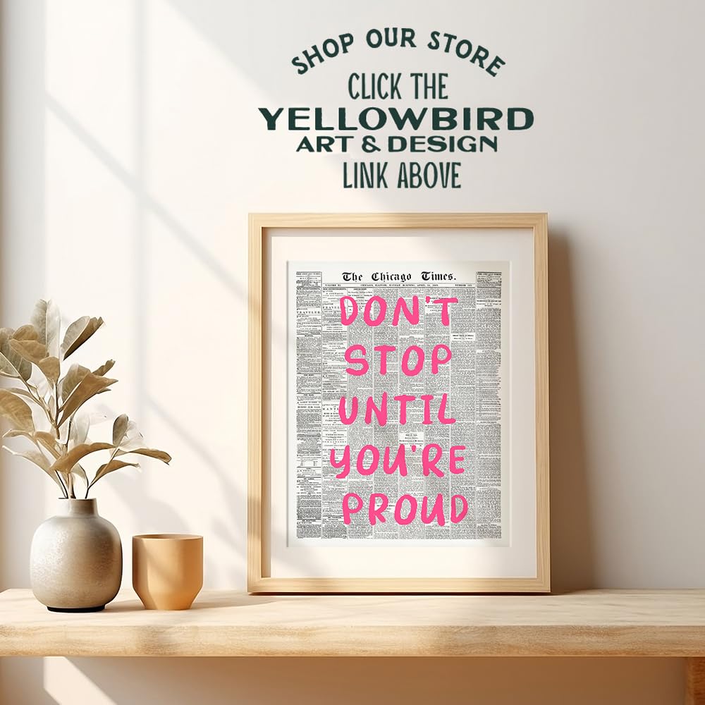 Cute Office Decor - Motivational Poster for Women 8x10 - Inspiring Quotes for Women - Positive Inspiration Wall Decor for Woman - Bedroom Decoration - Encouraging Gifts - Boss lady Newspaper Wall Art