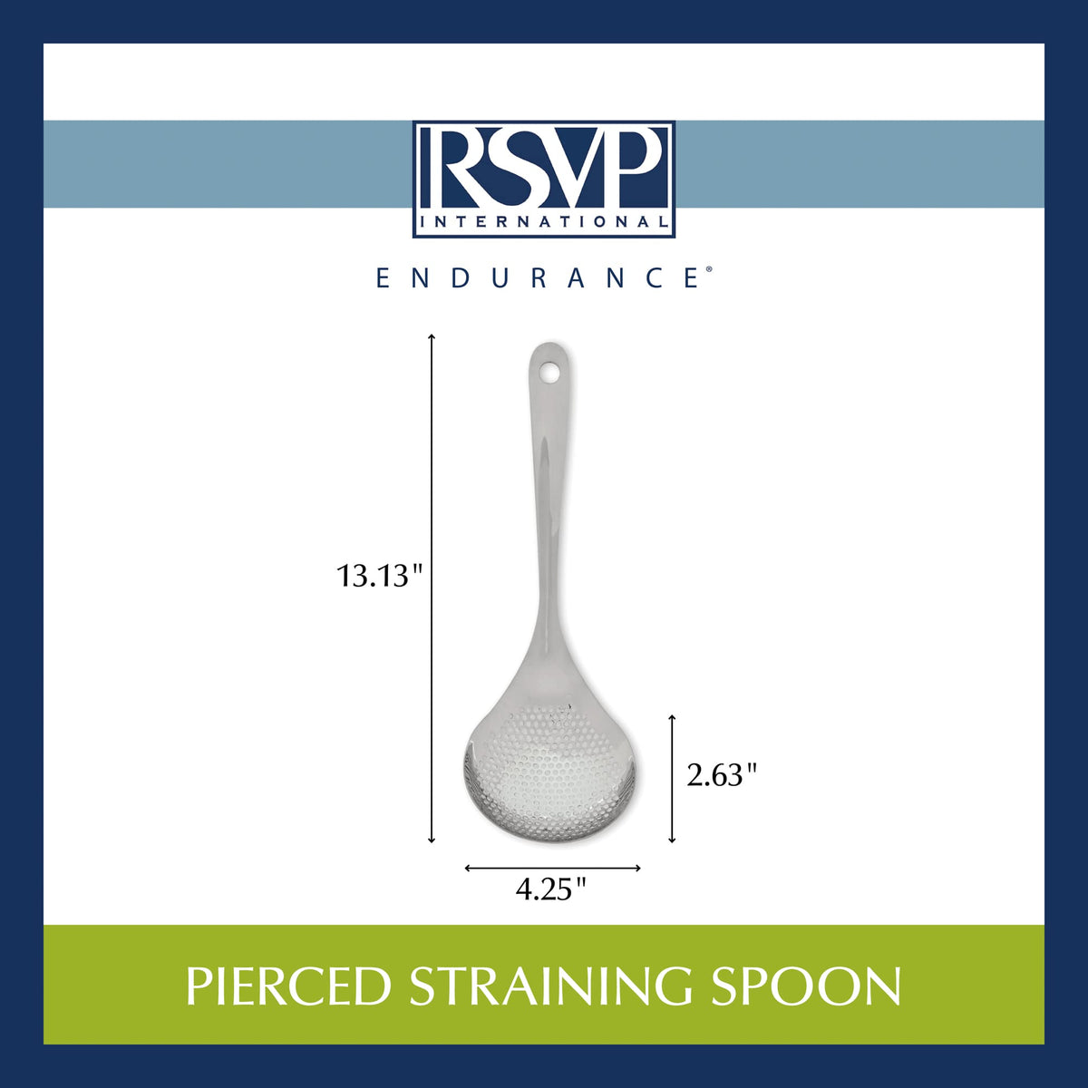 RSVP International Endurance Kitchen Collection Pierced Straining Tools, Spoon, 18/8 Stainless Steel