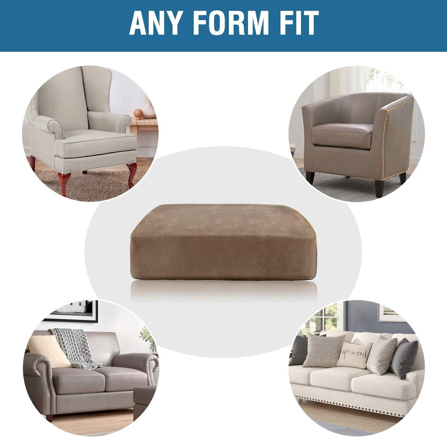H.VERSAILTEX Velvet Stretch Couch Cushion Cover Plush Cushion Slipcover for Chair Loveseat Sofa Cushion Furniture Protector Seat Cushion Sofa Cover (3 Piece XL Sofa Cushion Covers, Camel)