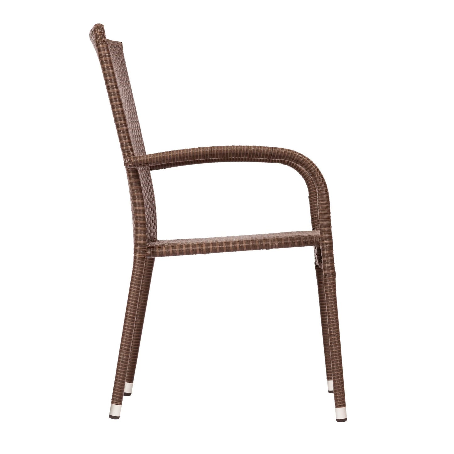 Morgan Outdoor Wicker Stacking Chair - Mocha - Set of 4 - Handwoven No Assembly All Weather Steel Powder Coated Frame Lightweight Indoor Outdoor Porch Backyard Lawn Garden Balcony - Patio Sense 62664