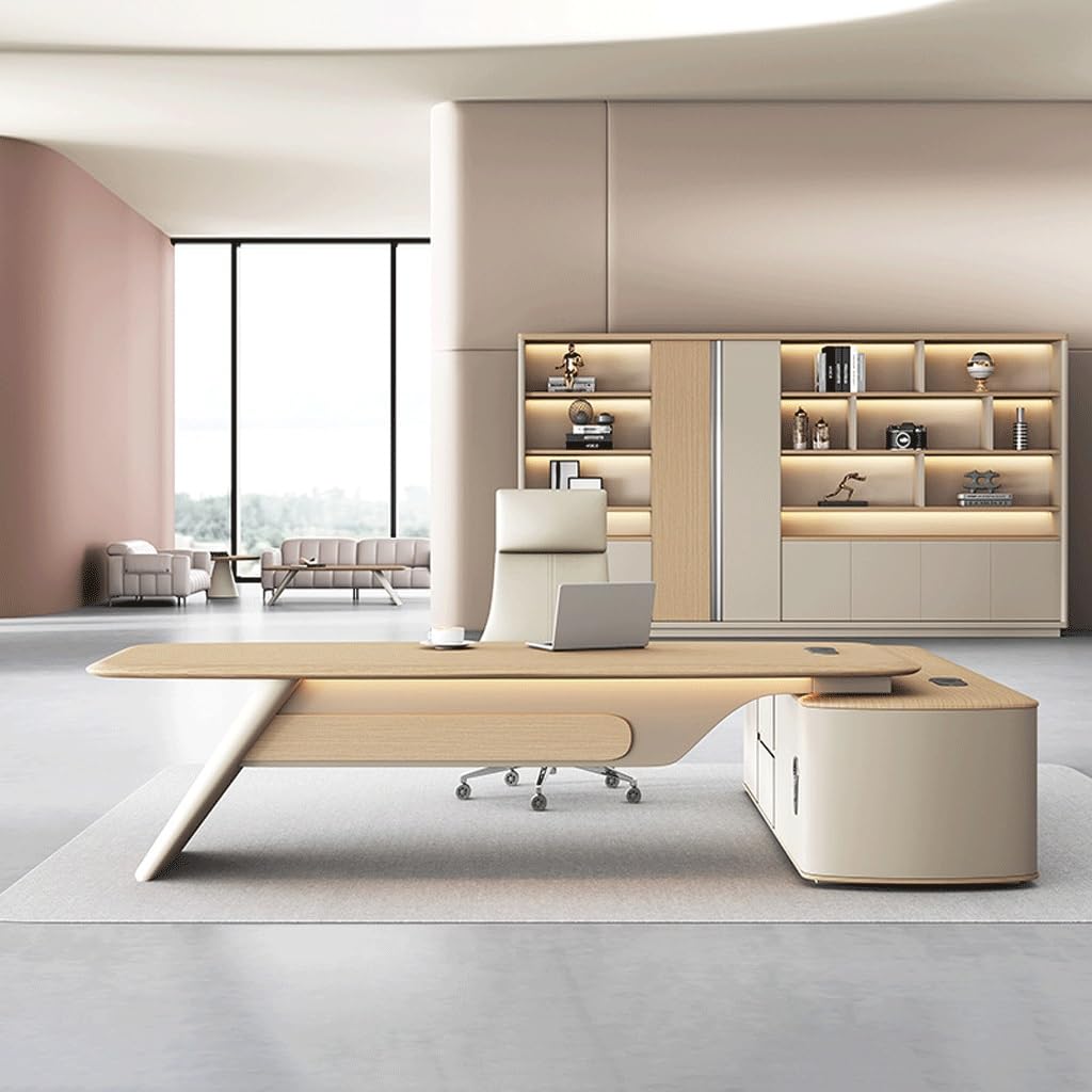 BGGJJ Computer Desk Simple CEO Boss Desk and Chair Modern Desk Large Desk Office Furniture Chairman Office Desk with Drawers