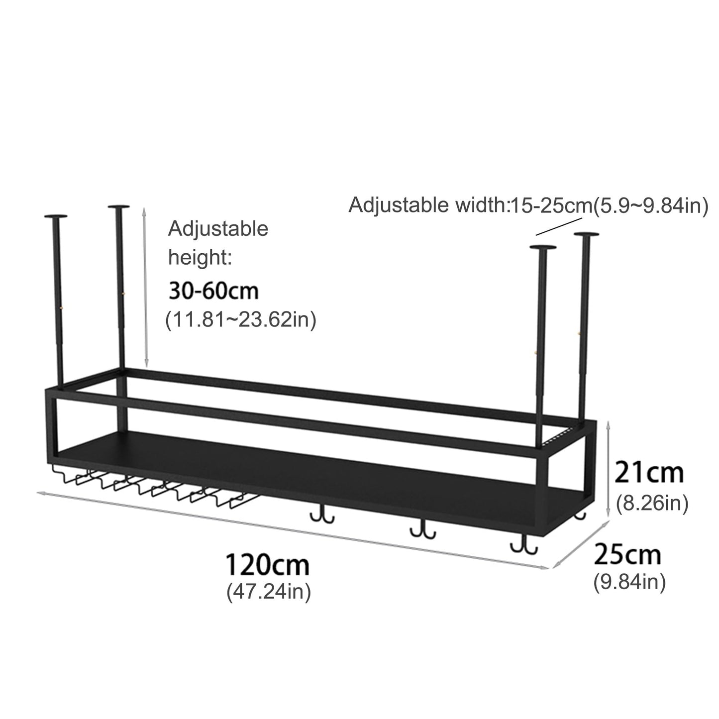 LWJQRSP Wall-Mounted Wine Rack with Glass Holder Floating Bar Shelves for Liquor & Wine Bottles Mini Bar Display Shelf for Home Bar Dining Room Kitchen Café and Restaurant
