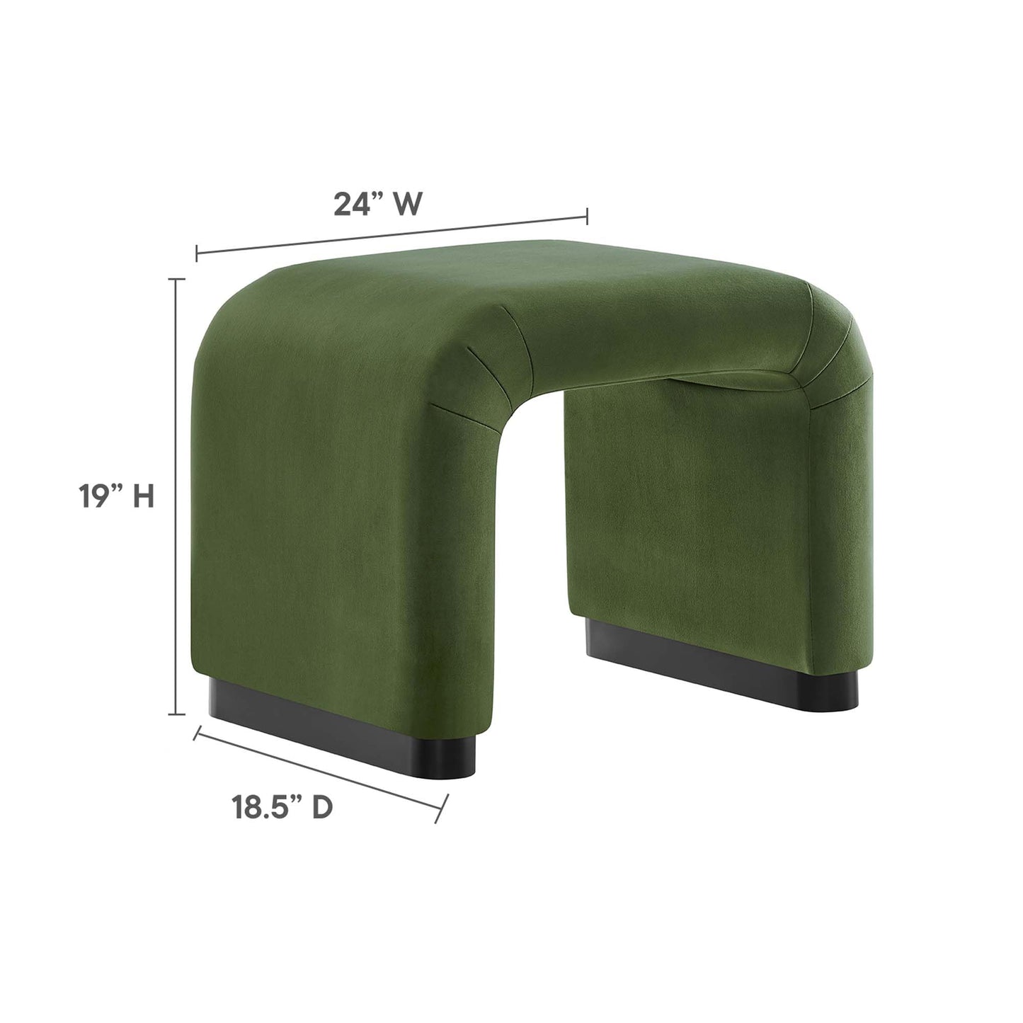 Modway EEI-6733-BLK-MOS Koda Performance Velvet Waterfall Stool, Black Moss Green