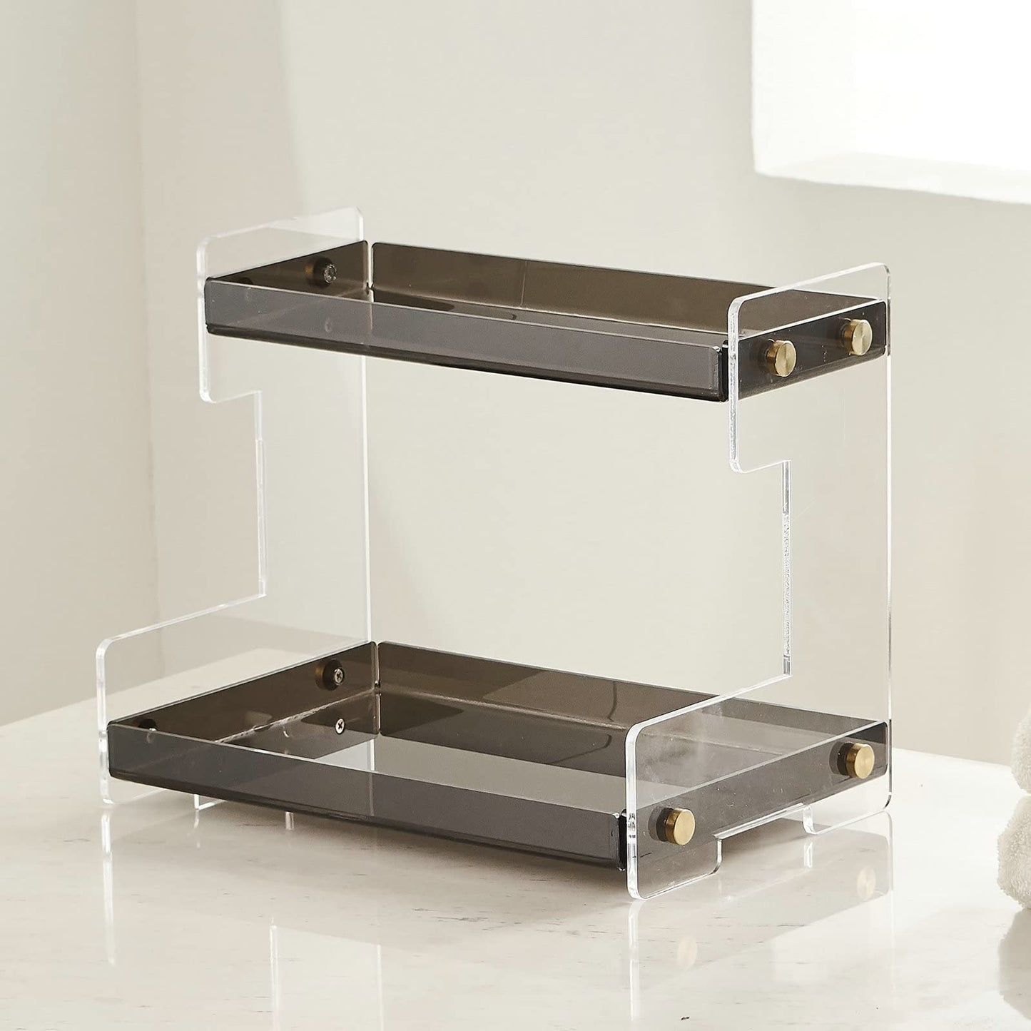 FFK Bathroom Organizer Countertop,2 Tier Bathroom Counter Organizer Kitchen Spice Rack Cosmetic Organizer,Countertop Storage Shelf for Bathroom, Kitchen, Living Room, Bedroom, Dressing Table
