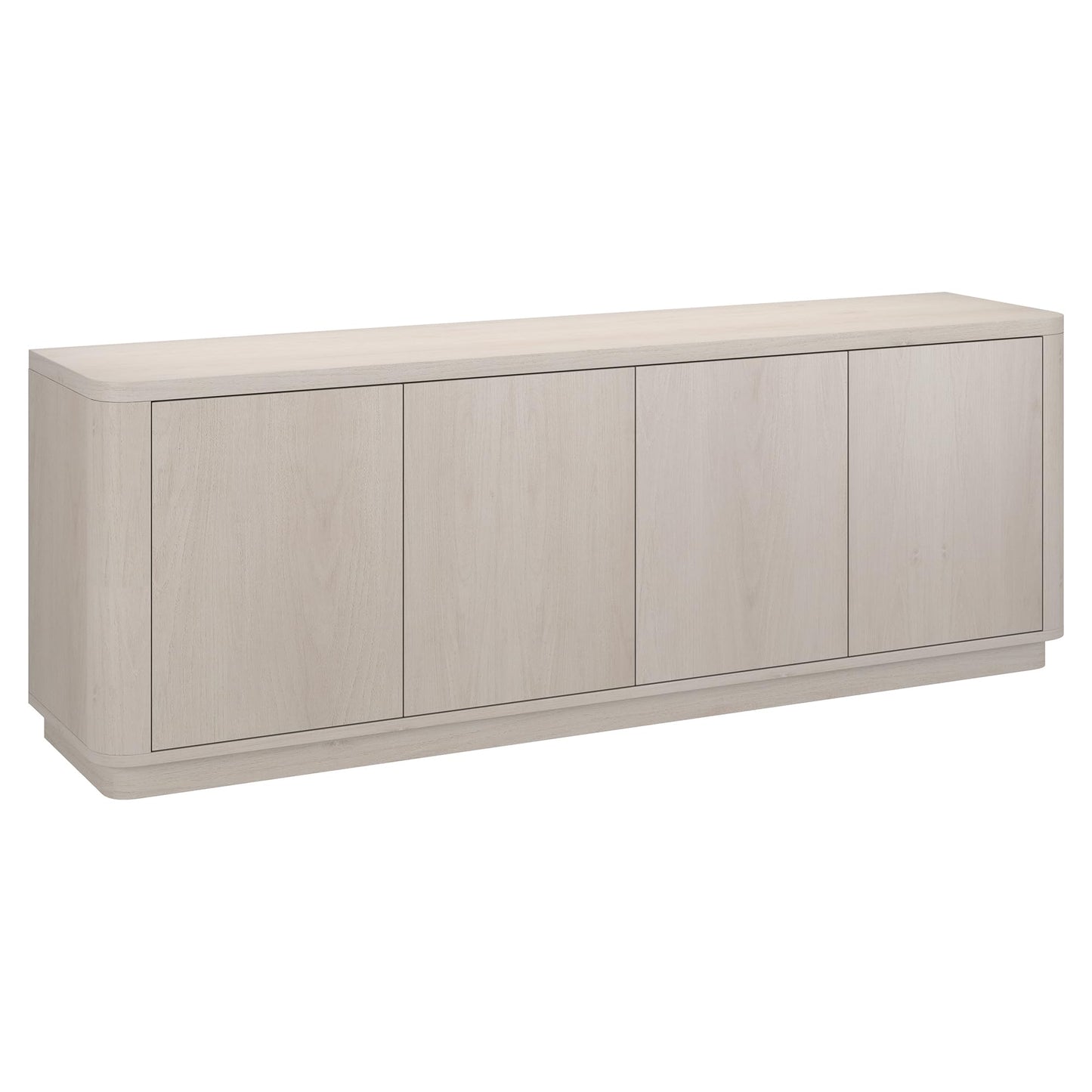 Henn&Hart TV Stand for TVs up to 75" with 2 Concealed Storage Cabinets, Adjustable Shelves and Plinth Base for Living Room, Family Room, or Office, Beech White