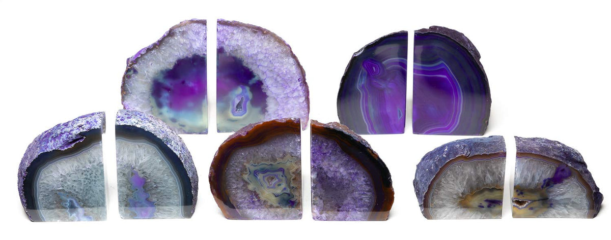 DesertUSA Agate Bookend with Rubber Bumpers (3.5-6 lb, Purple)