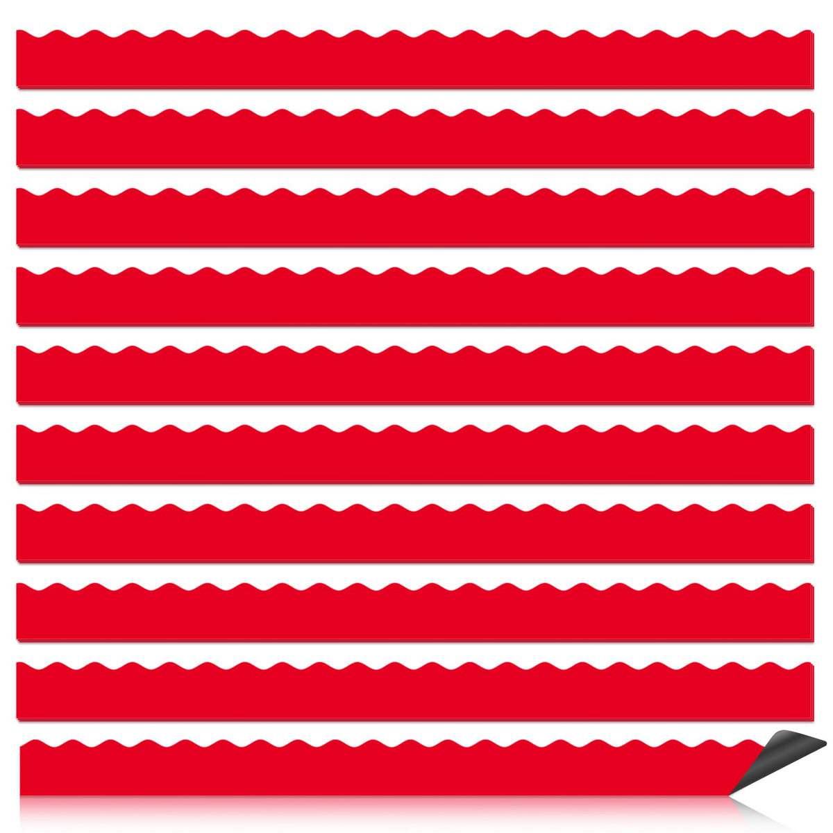 30 Pcs Magnetic Borders for Classroom Whiteboard - Red Magnetic Bulletin Board Border Set - Scalloped Chalkboard Border Strips for Teachers, Parents, DIY Home,School & Office Decoration