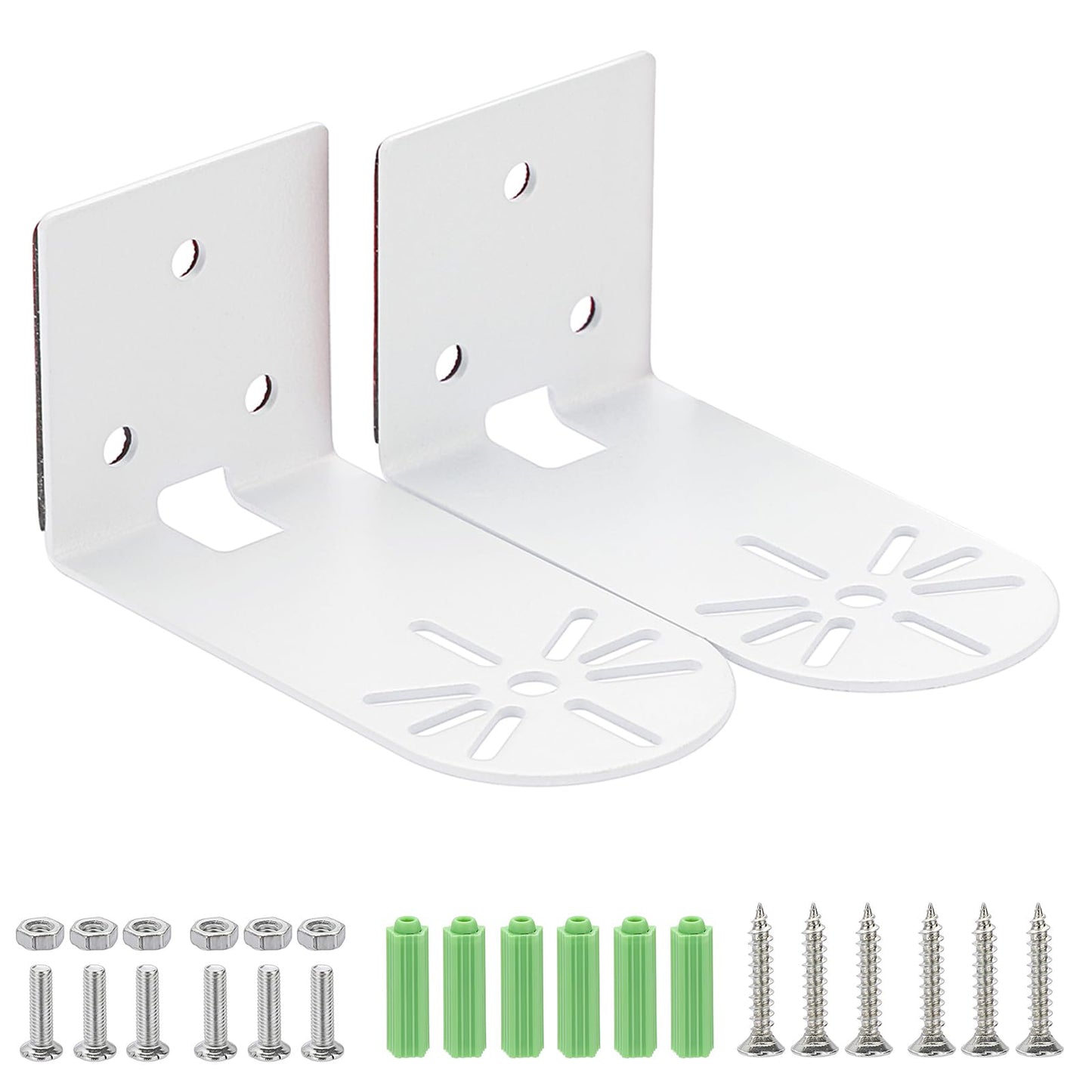 Sumnacon 2PCS Wall Mount Camera Shelf- Metal Small Wall Shelf with Adhesive,Universal Small Floating Shelf for Security Cameras, Speakers,White