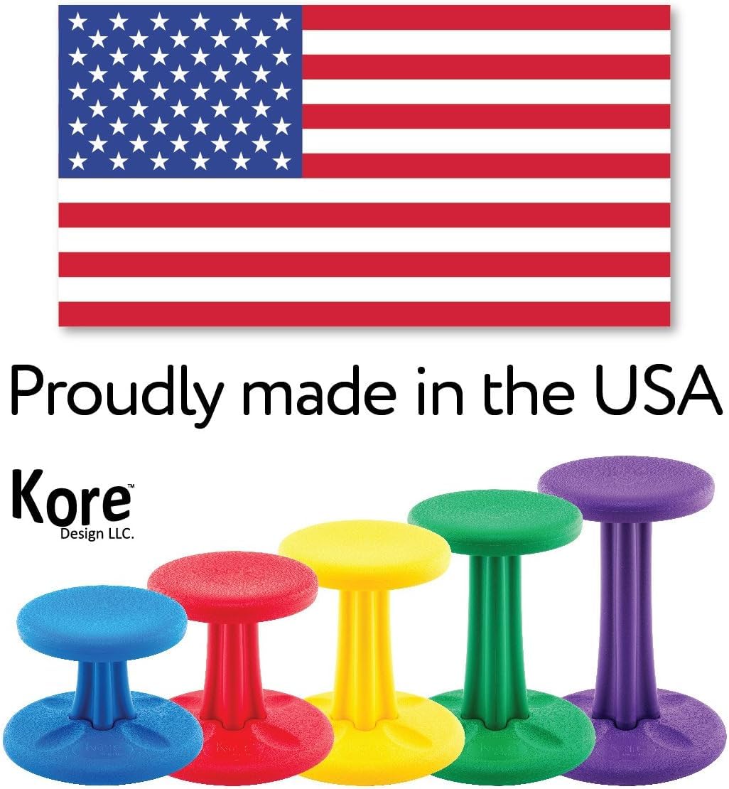 KORE Design Wobble Stool Chair, Girls + Boys Kid Desk Stools, Ergonomic Small Office Chairs, Flexible Seating for Active Child, ADD/ADHD, Classroom, School, Home, Kids (14in), Age 6-7 yrs, Orange