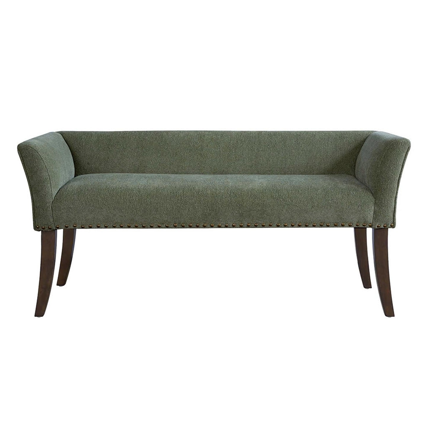 Madison Park Accent Bench, Plush Upholstered, Nailhead Trim, & Padded Seat Entryway Bench Small, End of Bed Bench with Back, 49.5" W x 19.25" D x 23" H, Green