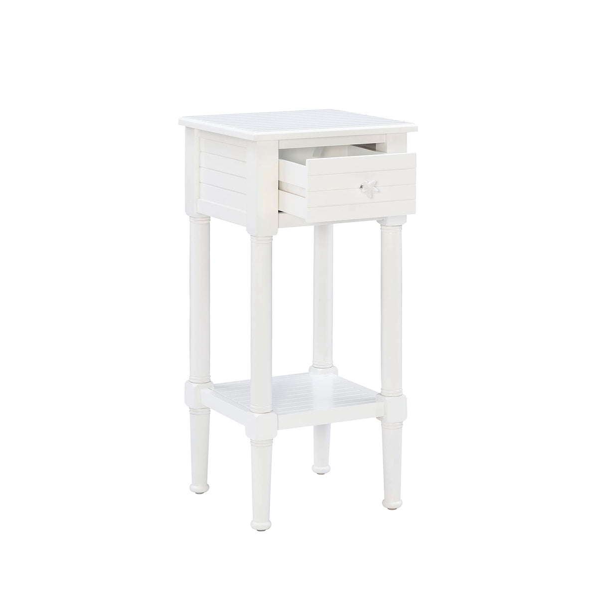Linon Raleigh White Small Accent Table with Starfish Knobs