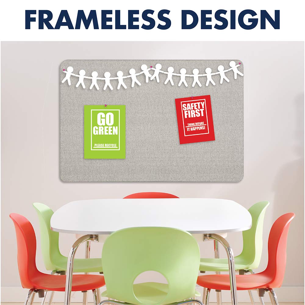 Quartet Bulletin Board 36"W x 24"H Fabric Cork Board Alternative for Office School or Home Décor, Gray (7683G)