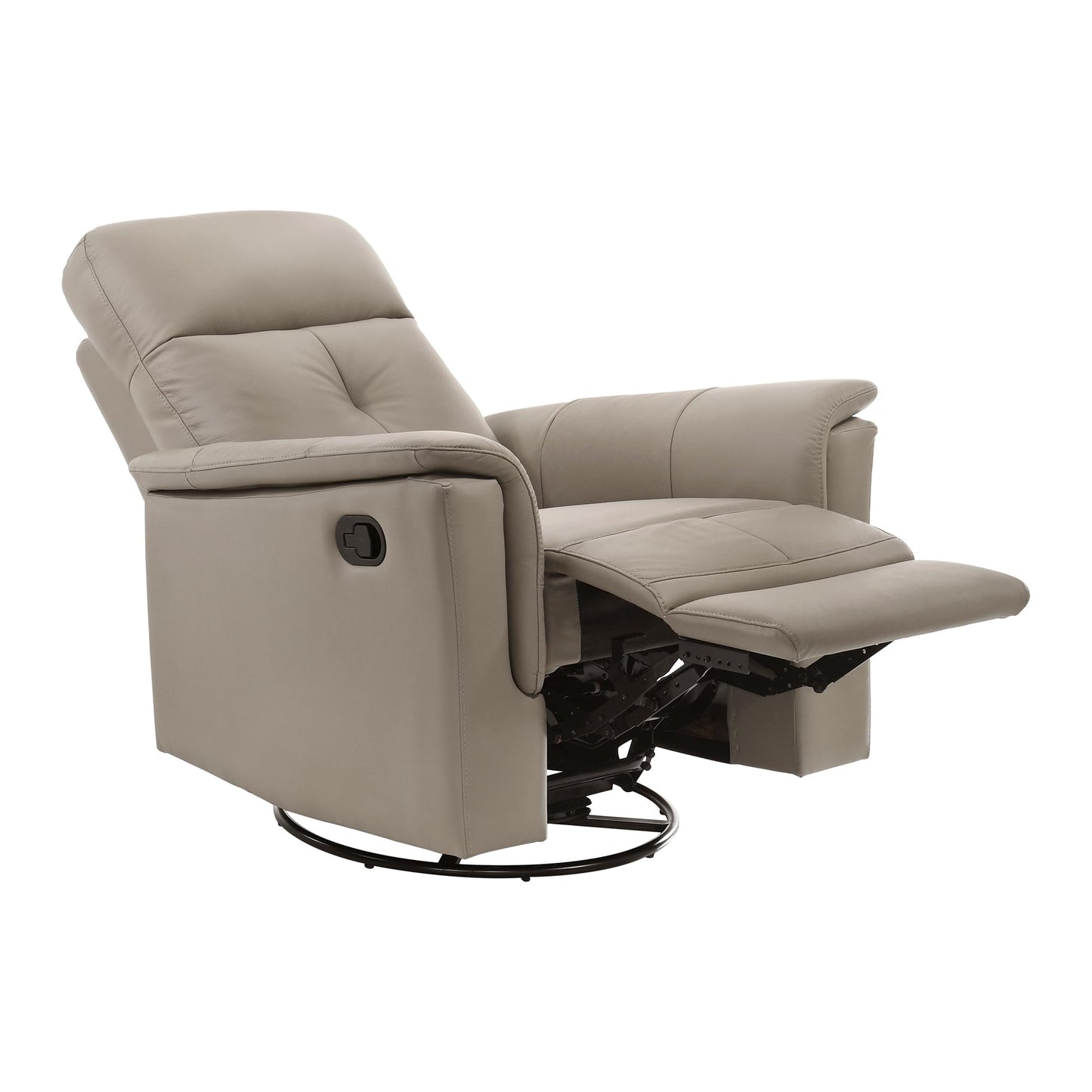 Lexicon Swivel Glider Recliner Chair, Comfy Nursery Glider, Top Grain Leather Match Recliner, Manual Reclining Chair for Living Room/Office/Apartment, Latte