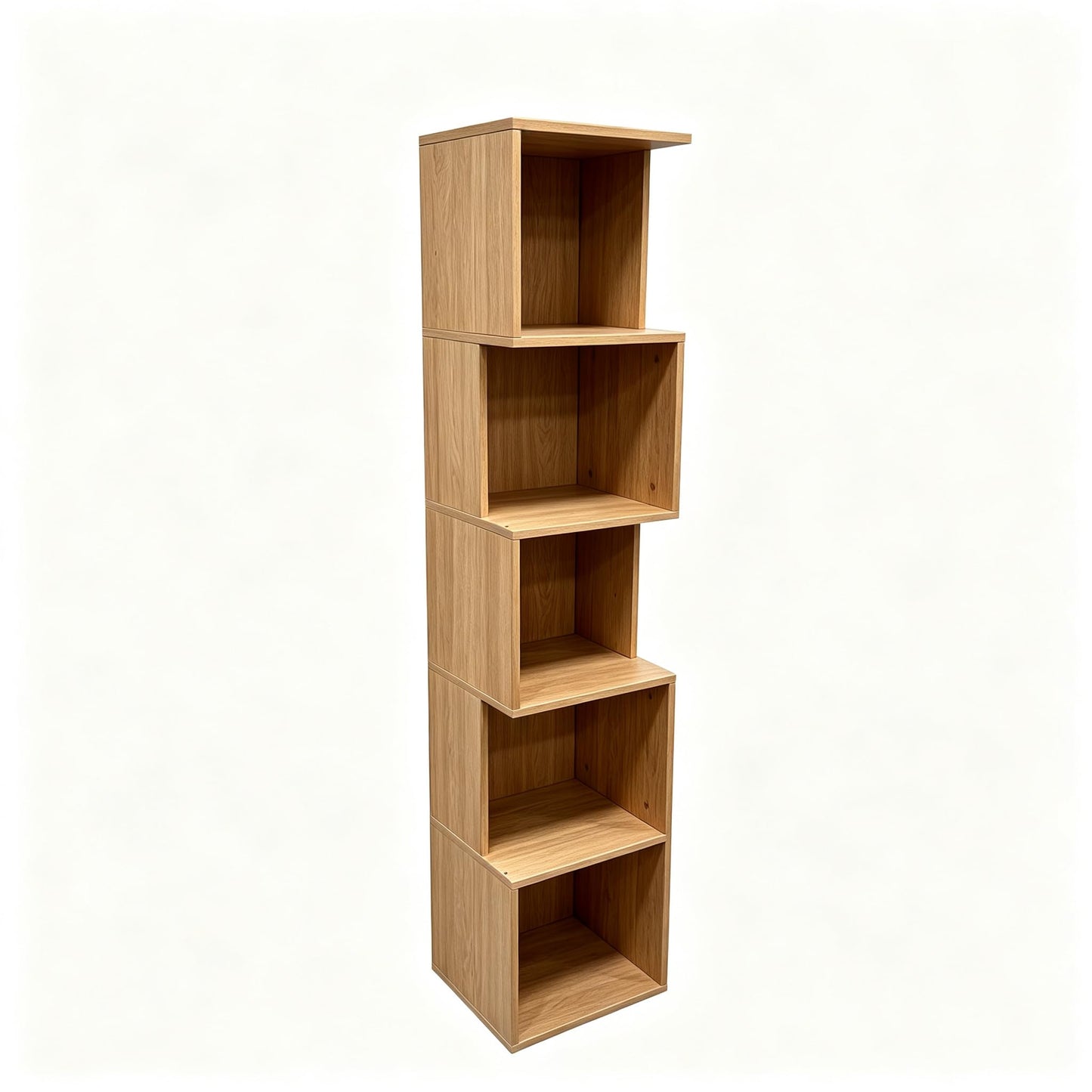 Enjoy Smart 5 Cube Bookshelf, Freestanding 5 Tier Open Display Shelf, Rustic Oak Texture Cube Storage Organizer with Eco-Friendly Melamine Surface for Home Office Bedroom Living Room Study, Oak