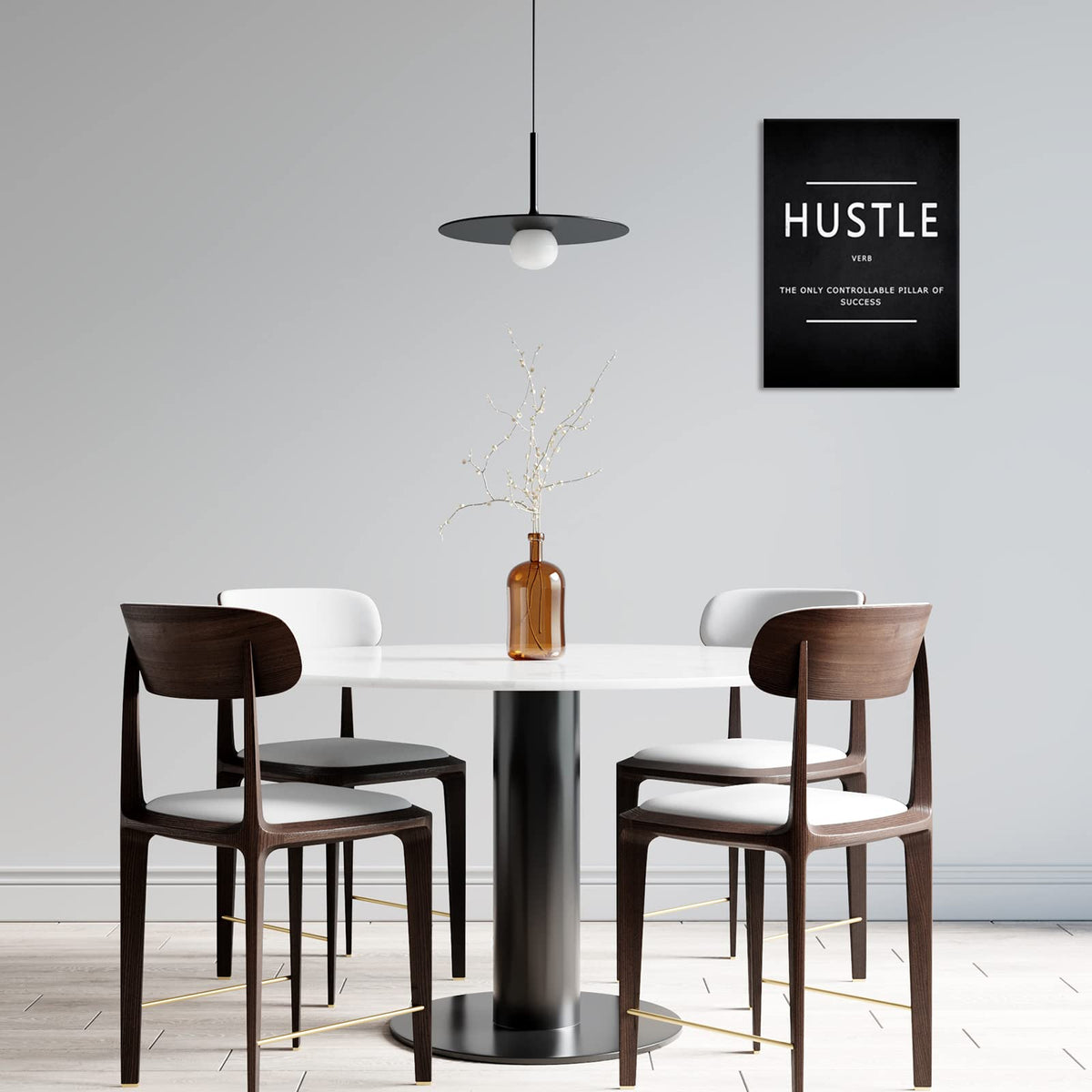 Hustle Wall Art Motivational Quotes Wall Art Decor for Office Bedroom Artwork Framed and Ready to Hang(12×18inch)