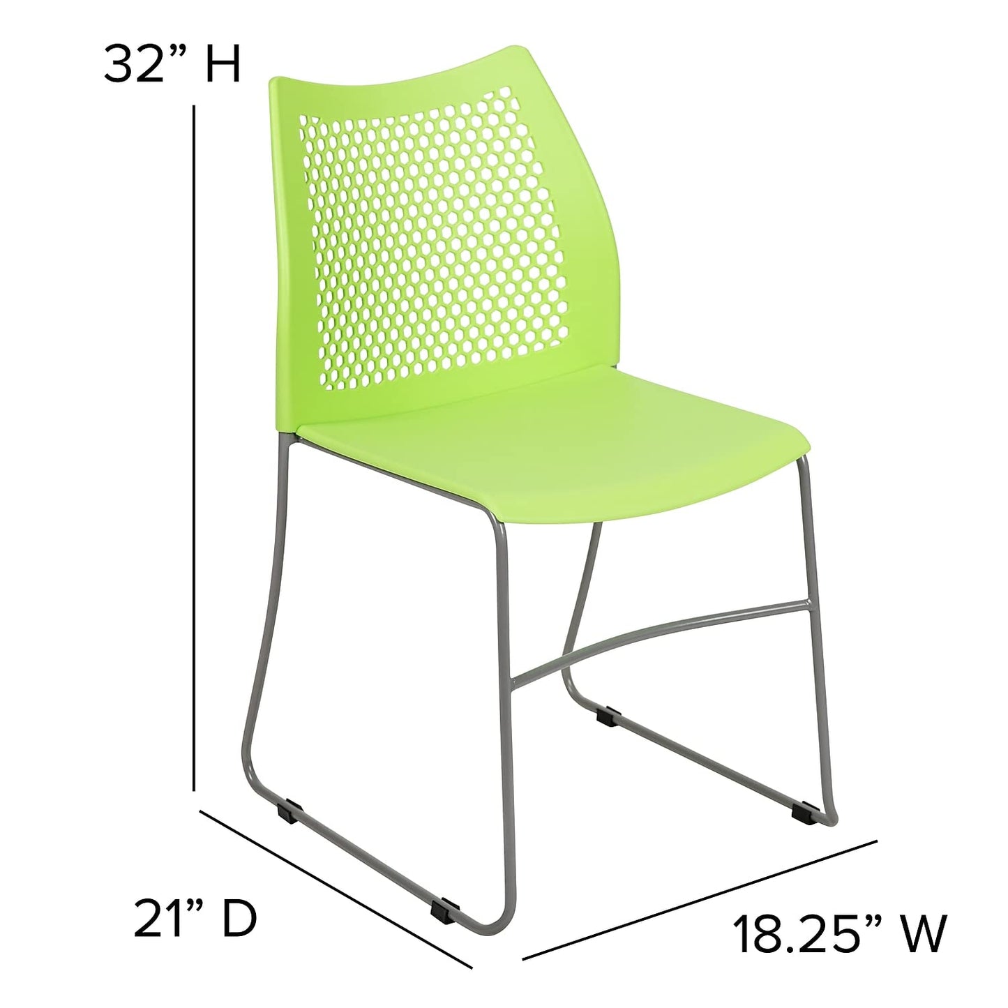 Flash Furniture Hercules Series Contoured Lobby Chairs with Air-Vent Honeycomb Backs, Ergonomic Stacking Chairs for Offices, Set of 5, Green
