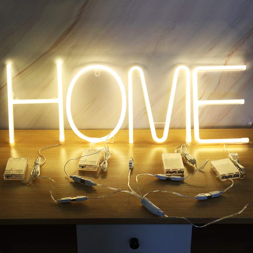 ENUOLI Warm White Neon LED Letters Sign Night Lamp Light up Alphabet Neon Signs Battery or USB Operated Wall Decorative Lights for Wedding Birthday Party Christmas Home Bar Club Decoration(E)