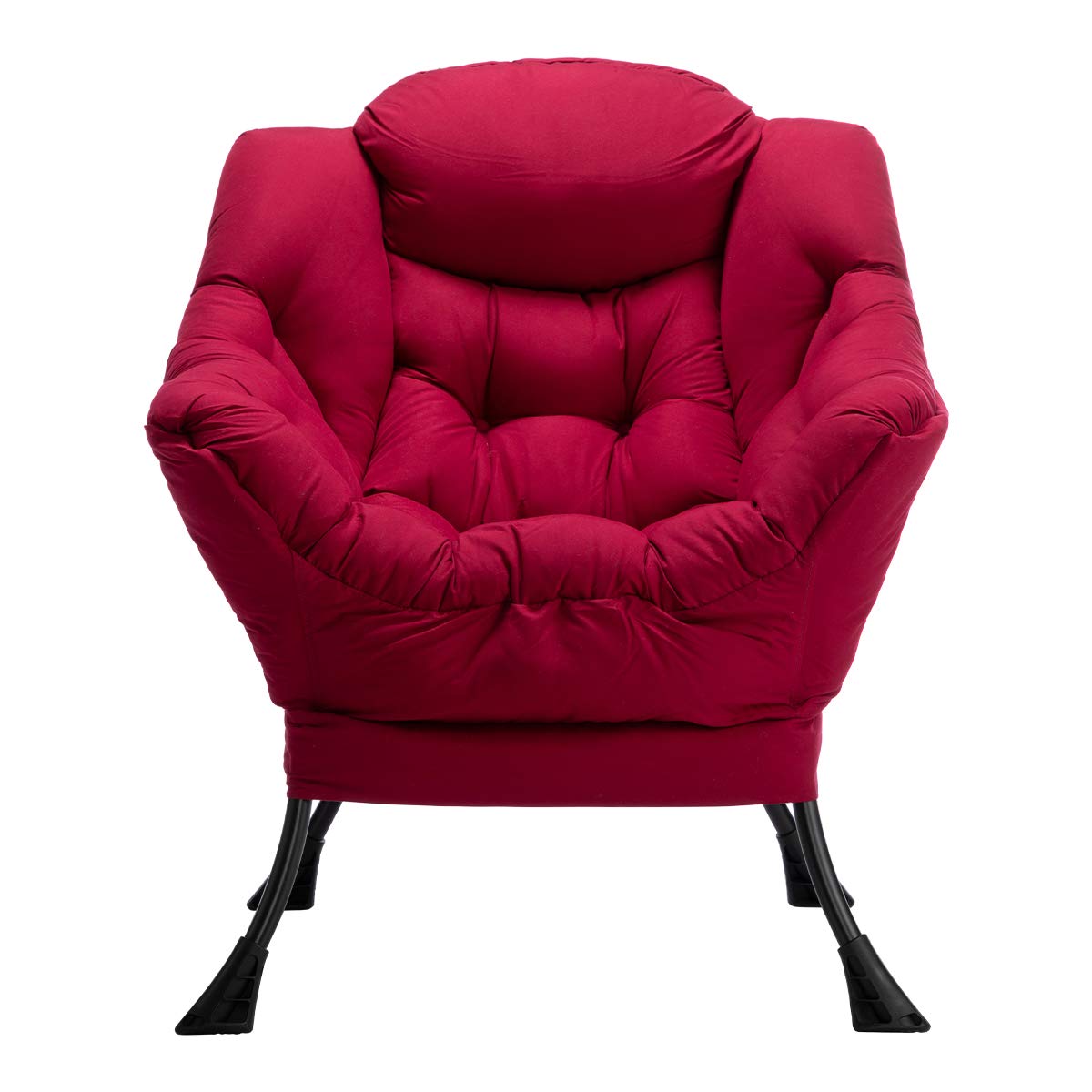 HollyHOME Lazy Chair with Armrest and Side Pocket, Comfy Accent Lounge Chair,Leisure Sofa Armchair for Living Room, Bedroom, Dorm, or Small Spaces, Oversized Reading Sofa Chair, Burgundy