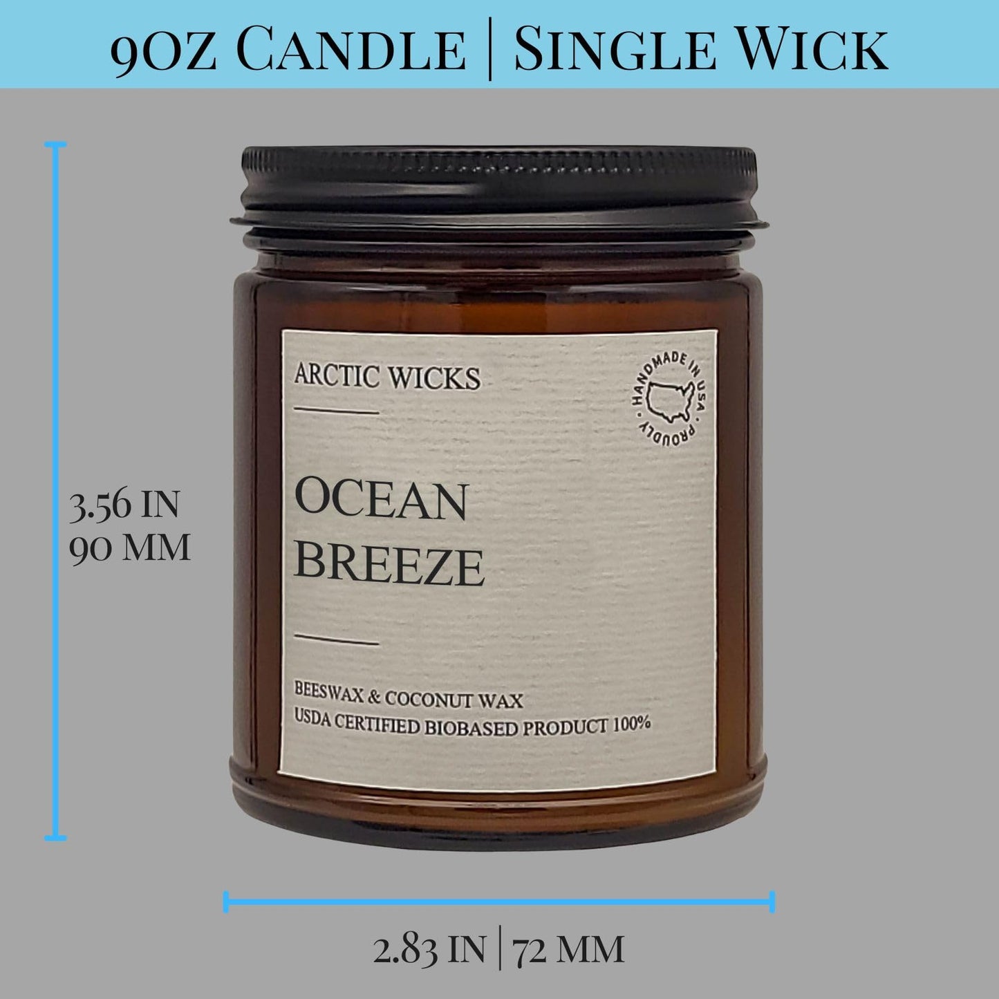 Arctic Wicks 3 Pack Spring Candle Set - Sea Salt & Orchid, Ocean Breeze & Arctic Storm | Coconut Beeswax Candles | 9oz Amber Jar | Farmhouse Candles Non-Toxic Clean Burn 100% USDA Certified Biobased