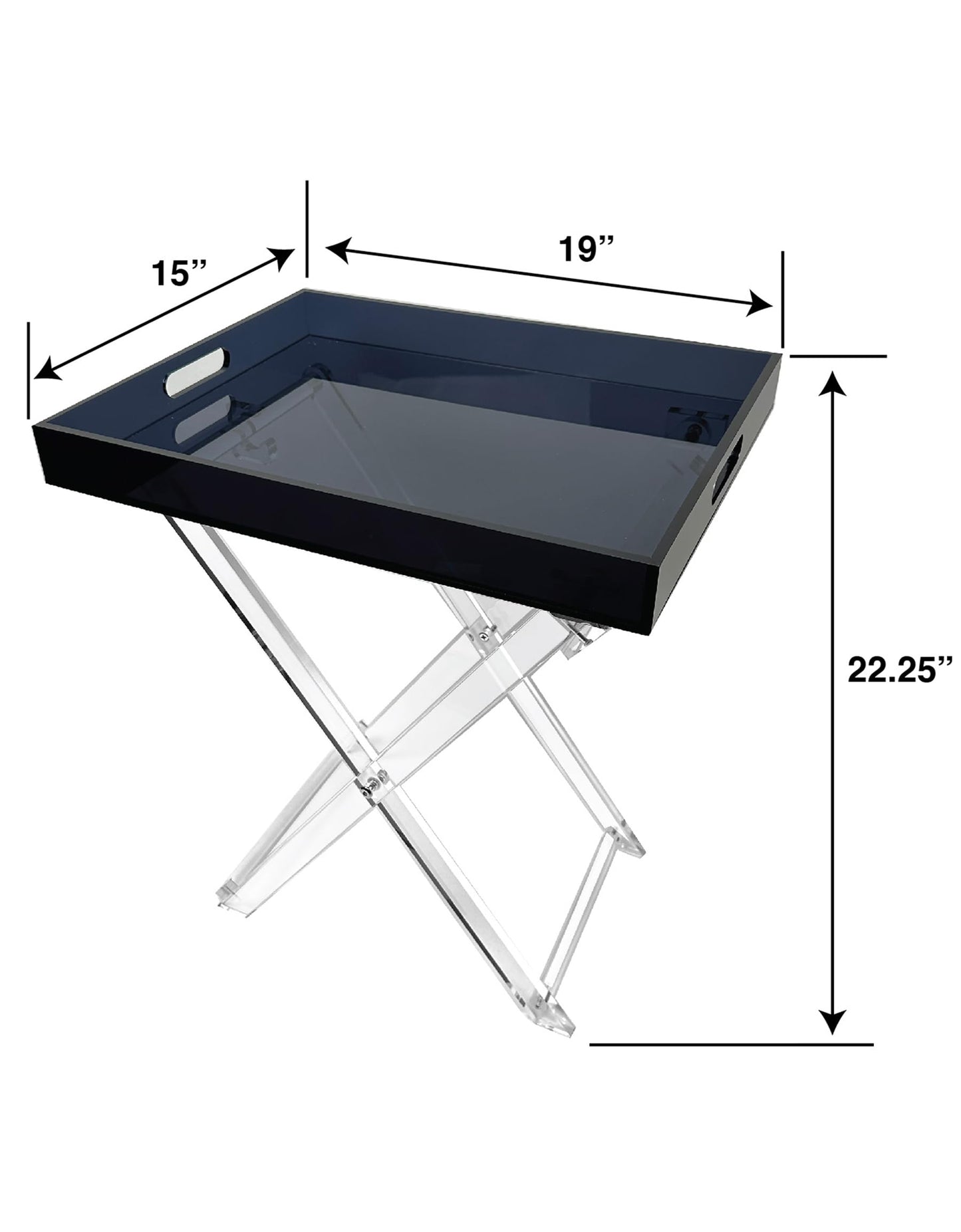 Designstyles Acrylic Folding Tray Table – Modern Chic Accent Desk - Kitchen and Bar Serving Table - Elegant Clear Design (Smoked and Clear)