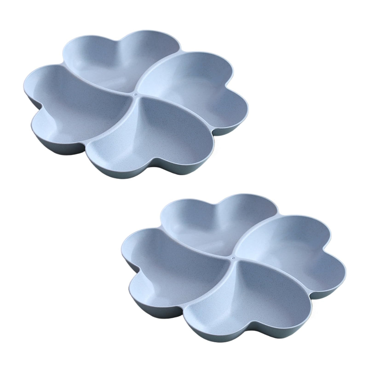INCAUCA Divided Serving Tray, Appetizer Sectioned Platter, Dessert Serving Dish, Reusable Plastic Snack Plates, Round Relish Tray, 4 Compartment for Chips and Dip Veggies Candy Nut Fruit (Blue)