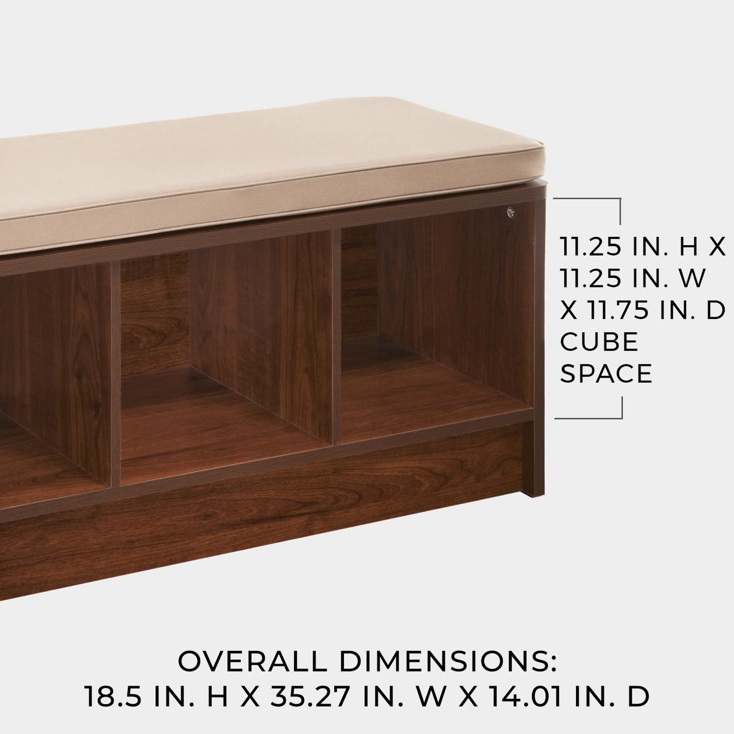 ClosetMaid 1569 Cubeicals 3-Cube Storage Bench, White with Tan Cushion