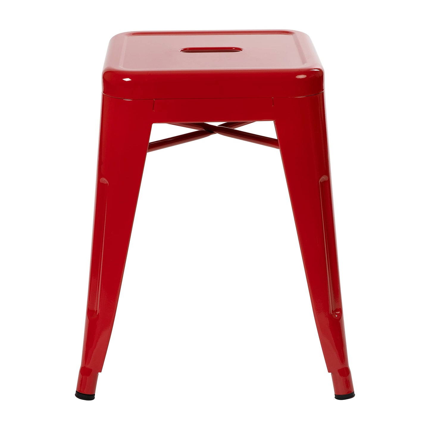 Flash Furniture Metal Dining Table Height Stool - Backless Red Kai Commercial Grade Stool - 18 Inch Stackable Dining Chair - Set of 4
