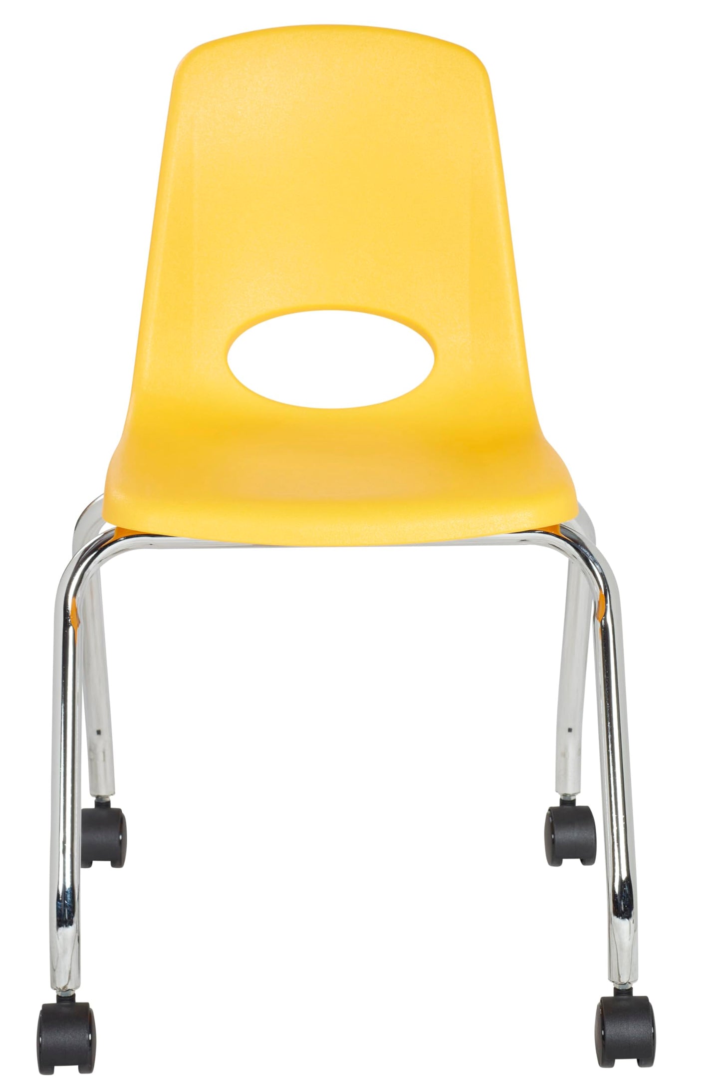 FDP 18" Mobile School Chair with Wheels for Kids, Teens and Adults Ergonomic Seat for in-Home Learning, Classroom or Office - Yellow (2-Pack)