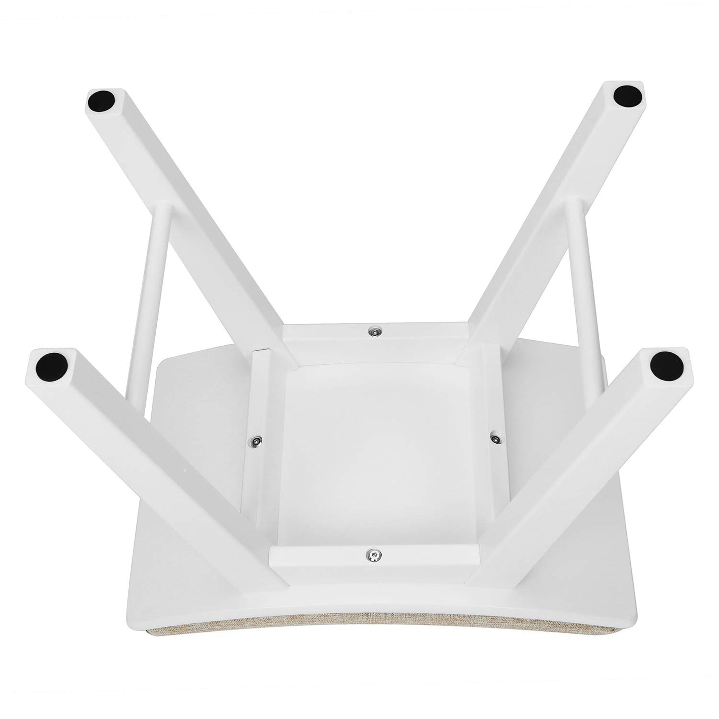 URFORESTIC Oak Wood Vanity Stool, Modern Makeup Dressing Stool with Concave Seat Surface,Capacity 300lb, Easy Assembly (White)