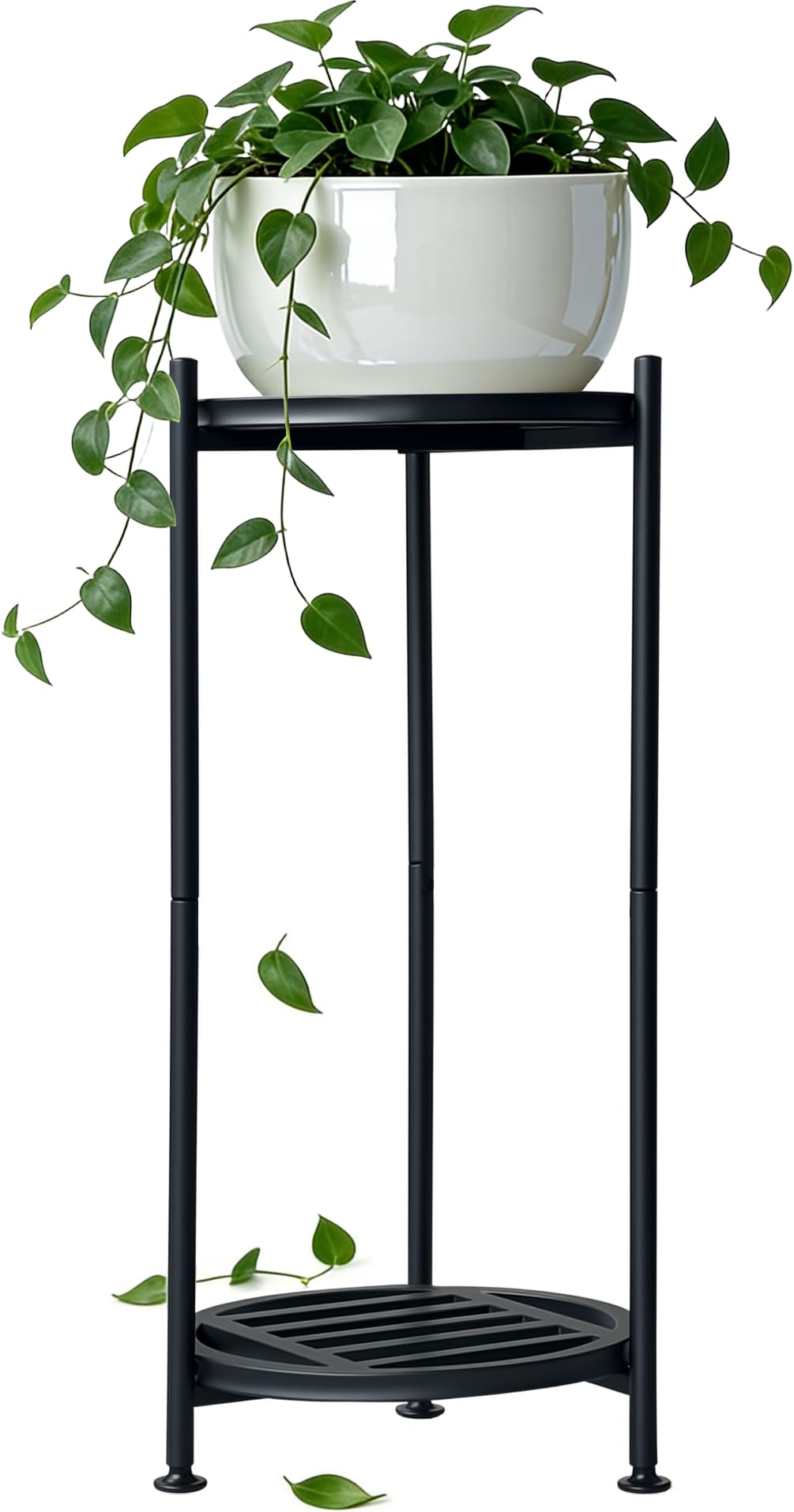 Hongsane Plant Stand Indoor Outdoor,2 Tier 30" Tall Metal Plant Stands,Heavy Duty Plant Holder for Large Pots,Outside Plant Shelves for Patio,Black Flower Display Shelf for Living Room,Bedroom,1-Pack