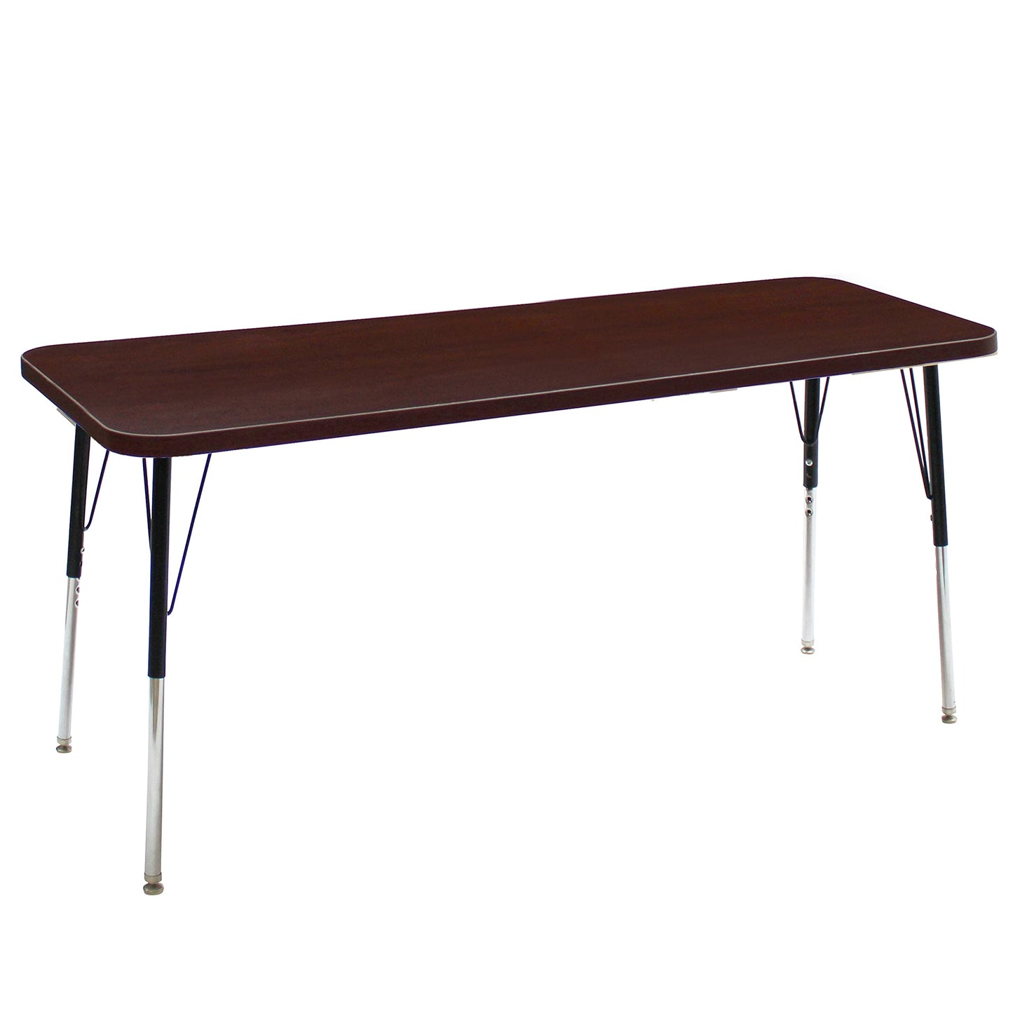 FDP La Madera Rectangle Activity Table (24 x 72 inch), Standard Legs with Swivel Glides, Adjustable Height 19-30 inches Modern Professional Woodgrain Tabletop - Walnut/Black
