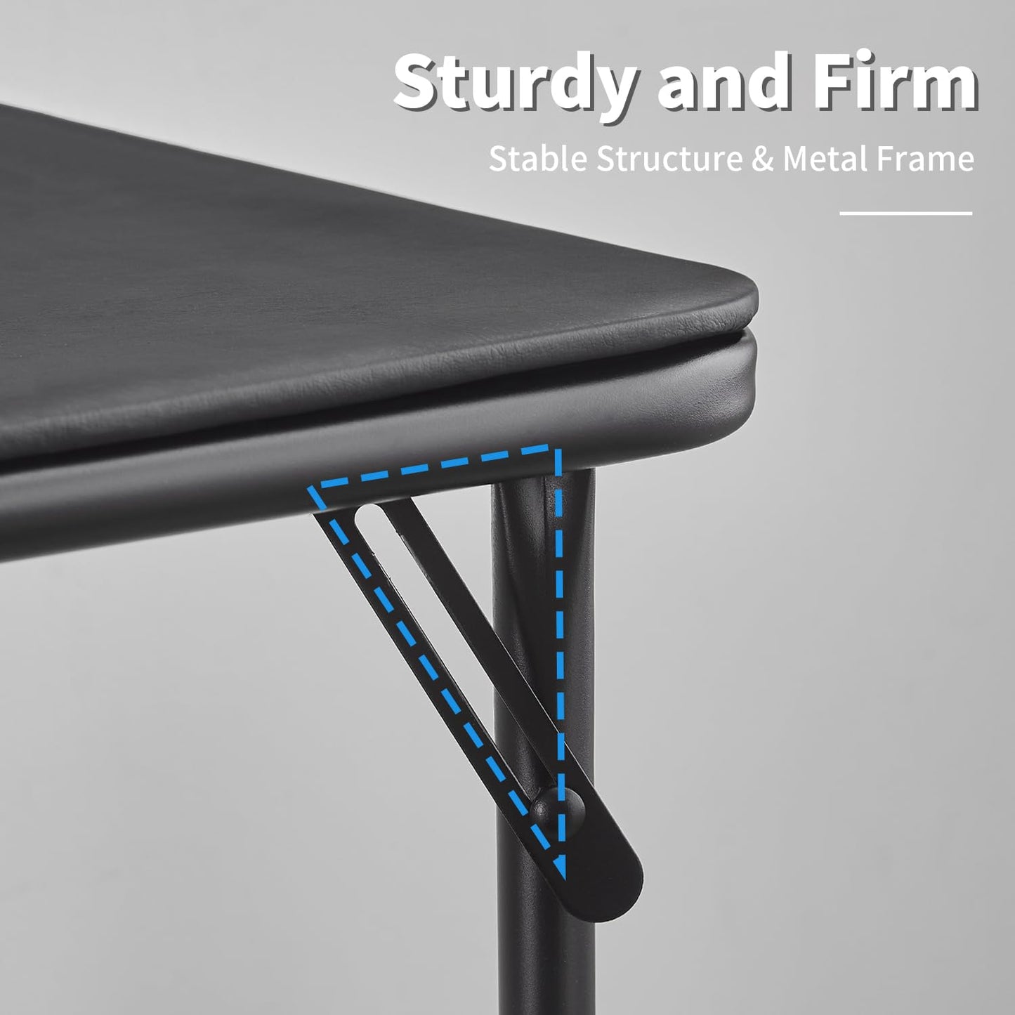 KAIHAOWIN Metal Folding Table, Small Foldable Desk with Vinyl Top, Powder-Coated Steel Legs, Compact Lightweight PortableTable for Craft/Dinner/Writing-No Assembly Require