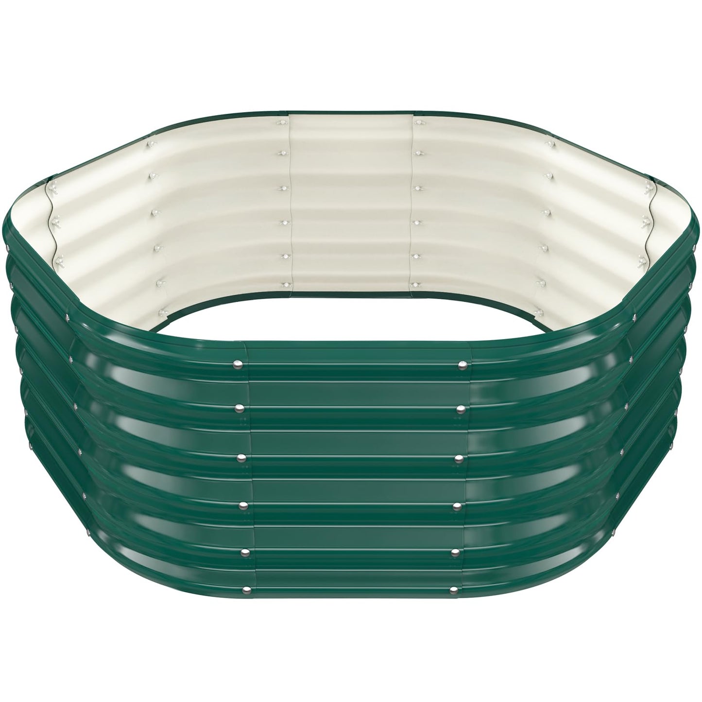Hexagon Raised Garden Bed, 48 Inch Diagonal & 16.5 Inch Tall, Galvanized Steel Planter Box with Wave-Shaped Metal Panels for Outdoor Flower,Tree,Herb & Vegetable Garden (Dark green, 4FT X 1.5FT)
