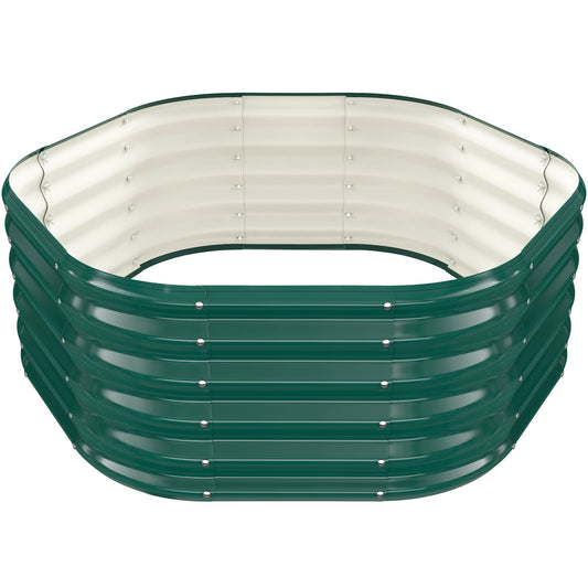 Hexagon Raised Garden Bed, 48 Inch Diagonal & 16.5 Inch Tall, Galvanized Steel Planter Box with Wave-Shaped Metal Panels for Outdoor Flower,Tree,Herb & Vegetable Garden (Dark green, 4FT X 1.5FT)