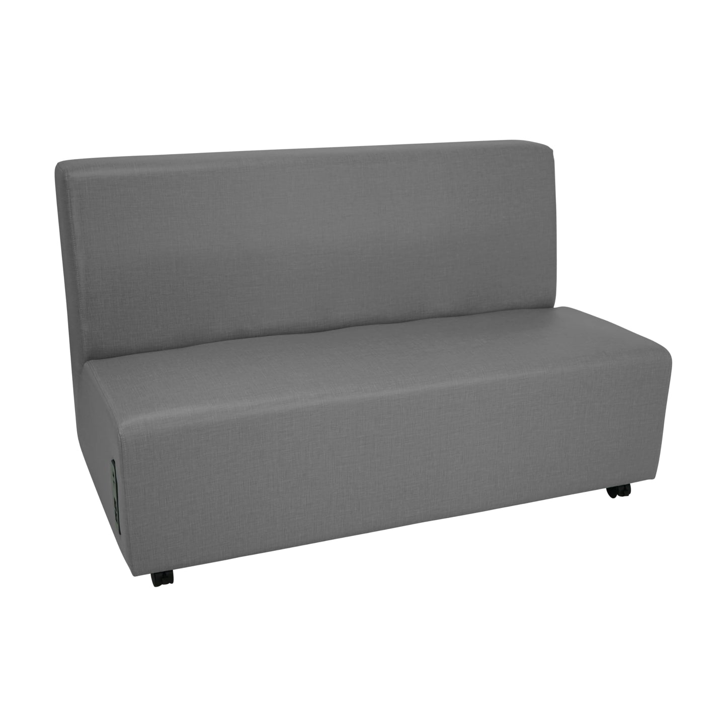 FDP Pro Series Upholstered Armless Mobile Sofa with Tech Panel, Collaborative Commercial Furniture for Hotel Lobby, Office, School, Restaurant, Library, Waiting Room - Slate Gray Crosshatch