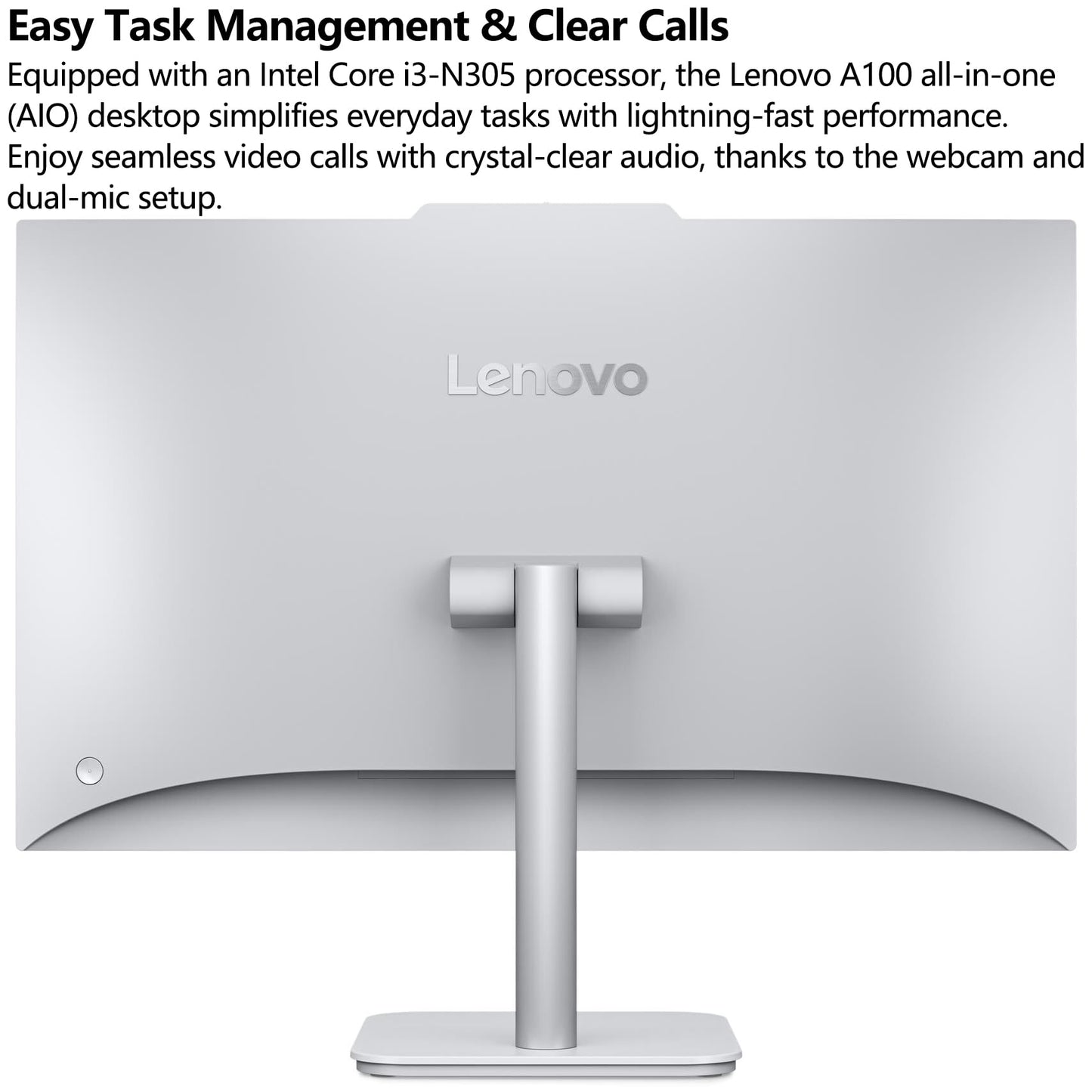 Lenovo All-in-One Desktop Computer, AIO 24 with Intel Core i3-N305, 16GB RAM, 512GB SSD, Office 365 for the Web, for Home Daily use and Remote Work, Video Streaming & Photo Editing, Windows 11 Home