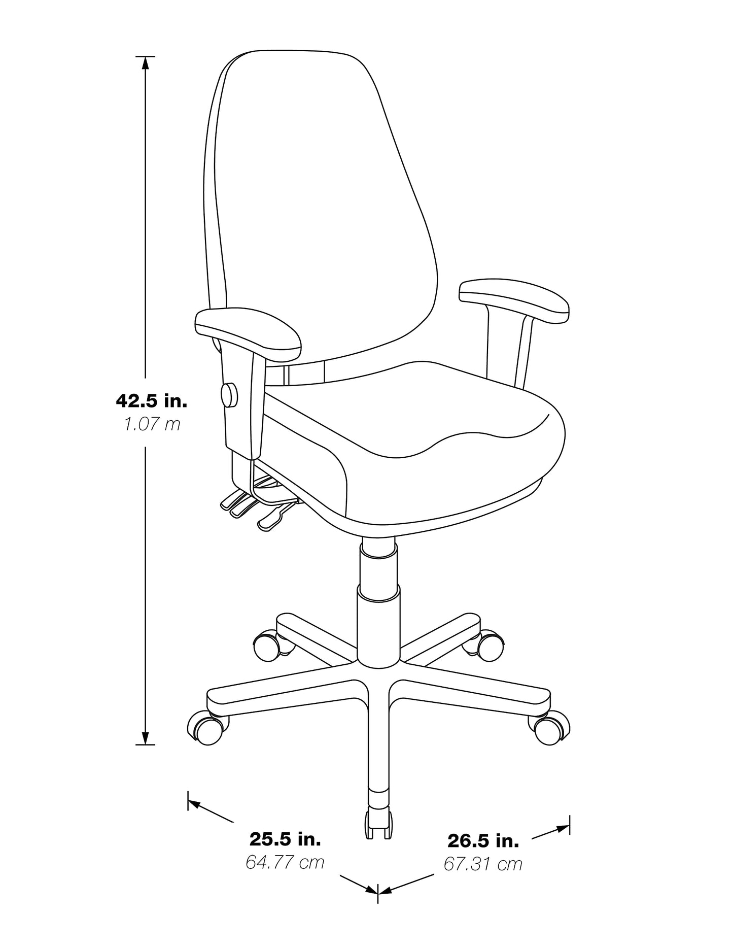 Office Star EC Series Professional Executive Ergonomic High Back Office Chair with Dual Function Control, Padded Contour Seat and Adjustable Padded Arms, Dillon Black