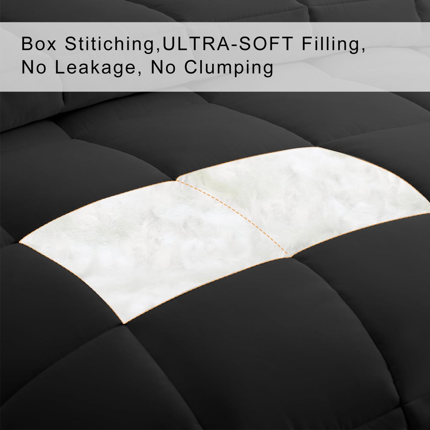 COHOME Premium King Size Comforter, All-Season Quilted Down Alternative Duvet Insert, Luxury Hotel GentleSoft Comforter with Anti-Clump Tech & 8 Tabs - Reversible - Black 90x102 inches