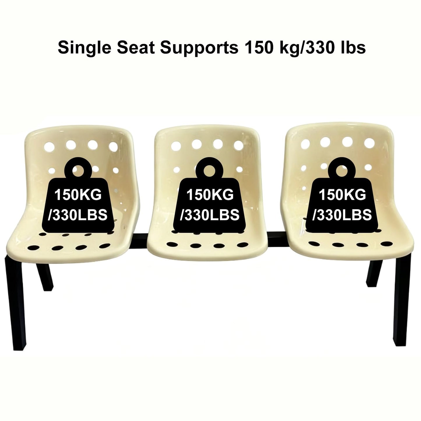 DLYZAYE Blue Office Guest Chairs, 3-Seat Waiting Area Furniture with Breathable Backrest, Comfortable Reception Seating for Salon, Barber Shop, Coffee Shop