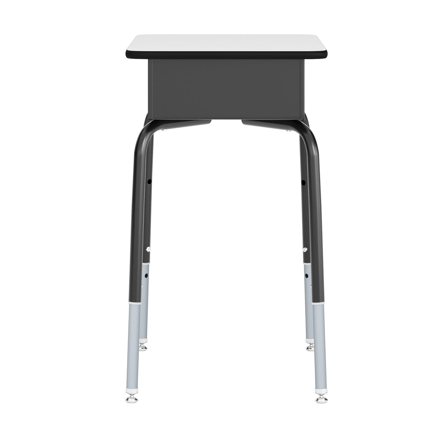 Flash Furniture Hercules Student Desk with Open Front Metal Book Box, Desktop, and Frame and Heavy-Duty Flex Comfort Classroom Stack, Set of 1, Gray Top/Black Chair
