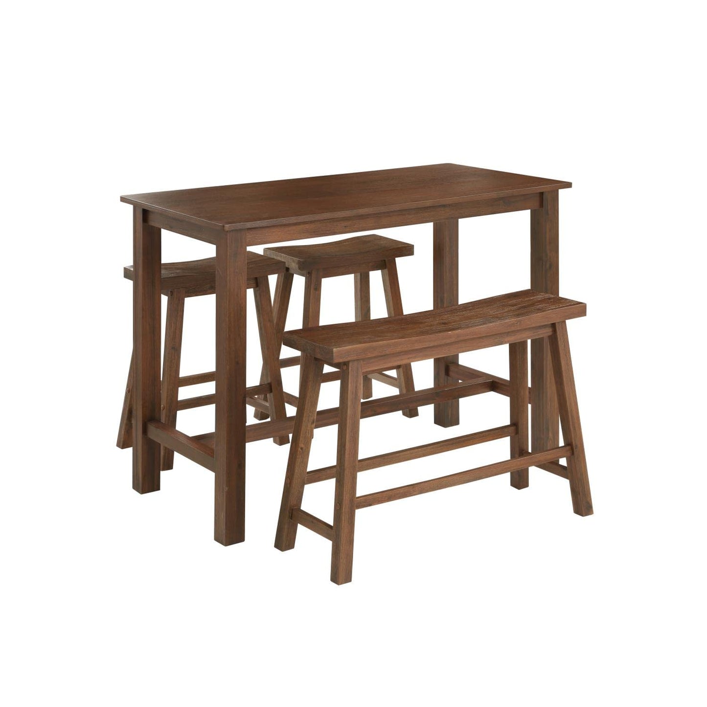 Boraam 4 Piece Sonoma Pub Table Set, Neutral Driftwood Gray Finish, Chestnut