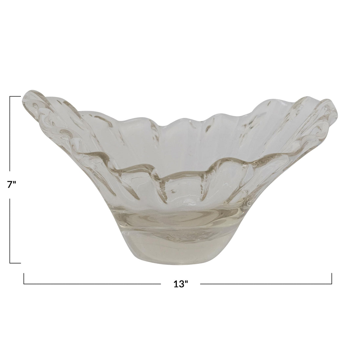 Creative Co-Op Hand-Blown Glass Pleated Organic Shaped Bowl, Clear