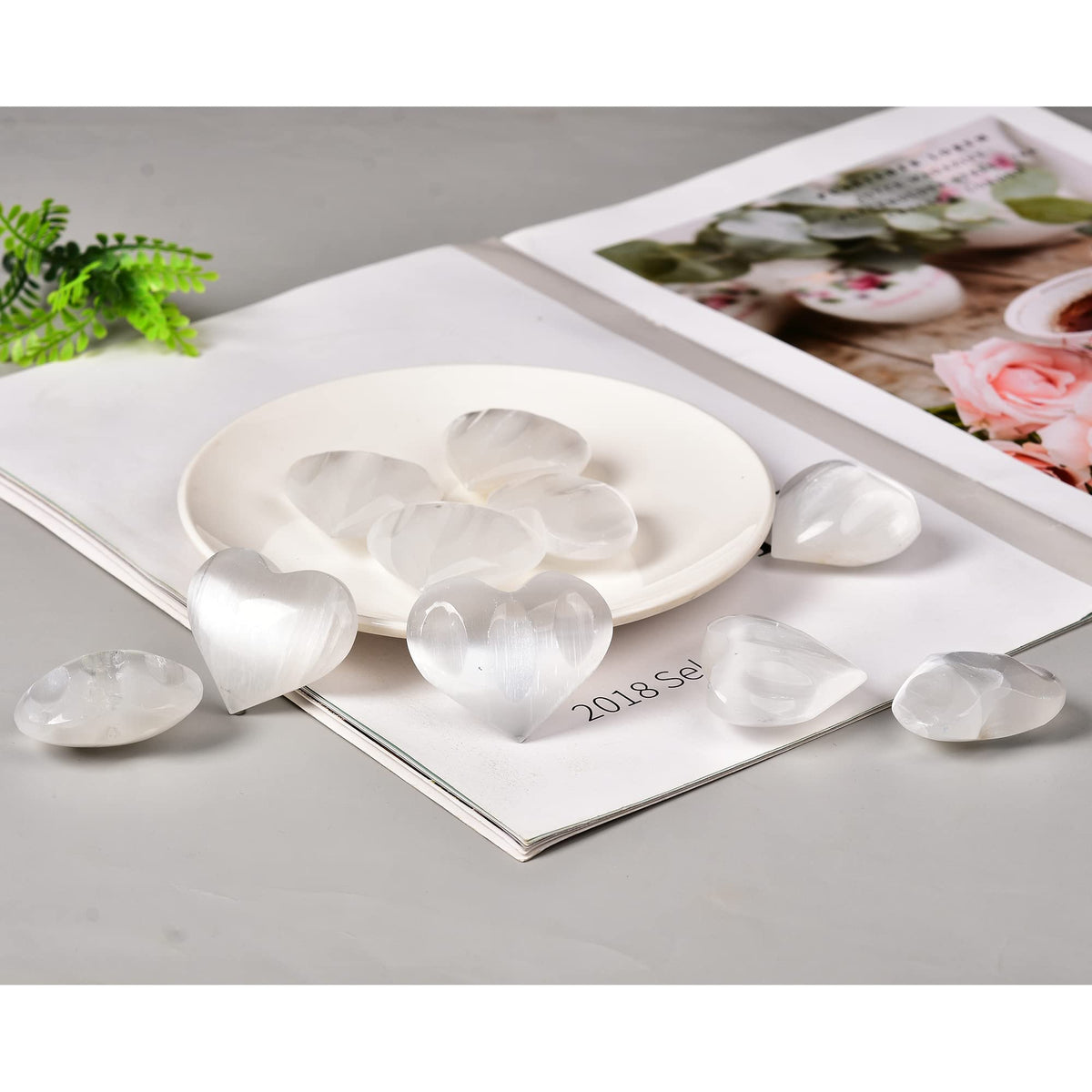 JIC Gem 1.4-1.6" Natural Unique White Selenite Heart Stone Healing Crystal Heart Rock Engraved Heart Decoration Heart Shape Crystal Set of 10 Wholesale Frome Morocco