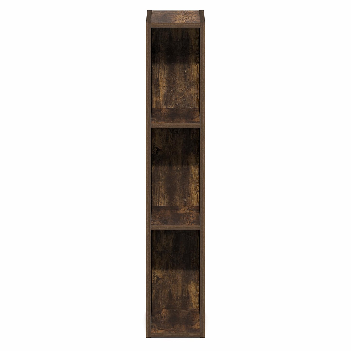 Furinno Fulda Book Shelf, 3-Tier Narrow Bookshelf, Bookcase with 6-in Width Storage Shelf, 9.3 x 5.9 x 31.5, for Living Room, Bedroom, Home Office, Amber Pine